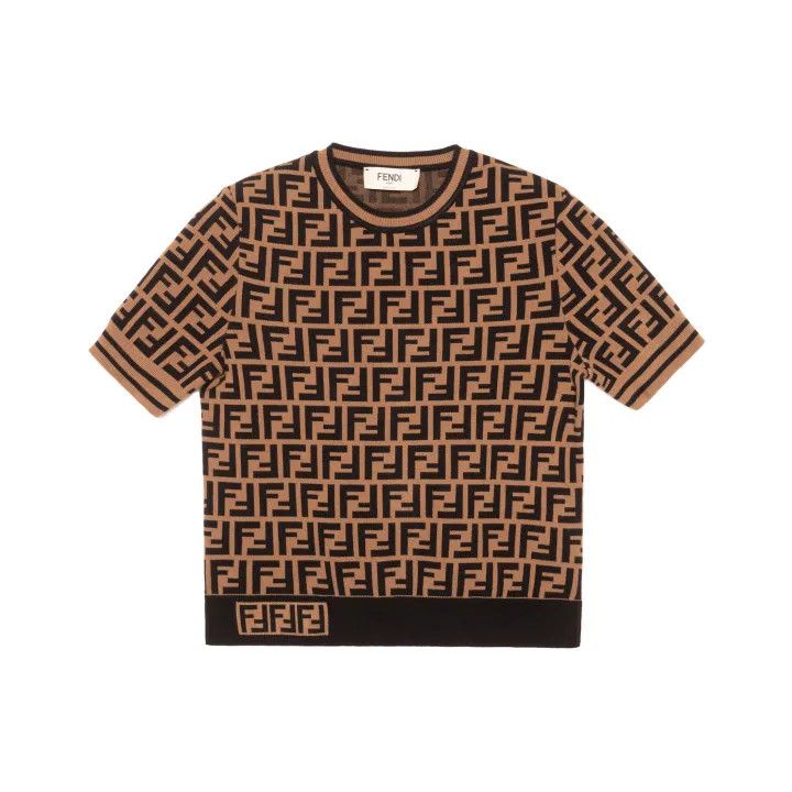 Fendi Fendi Logo Pattern Short Sleeve Knit Top 0079 Size M / US 6-8 / IT 42-44 - 1 Thumbnail