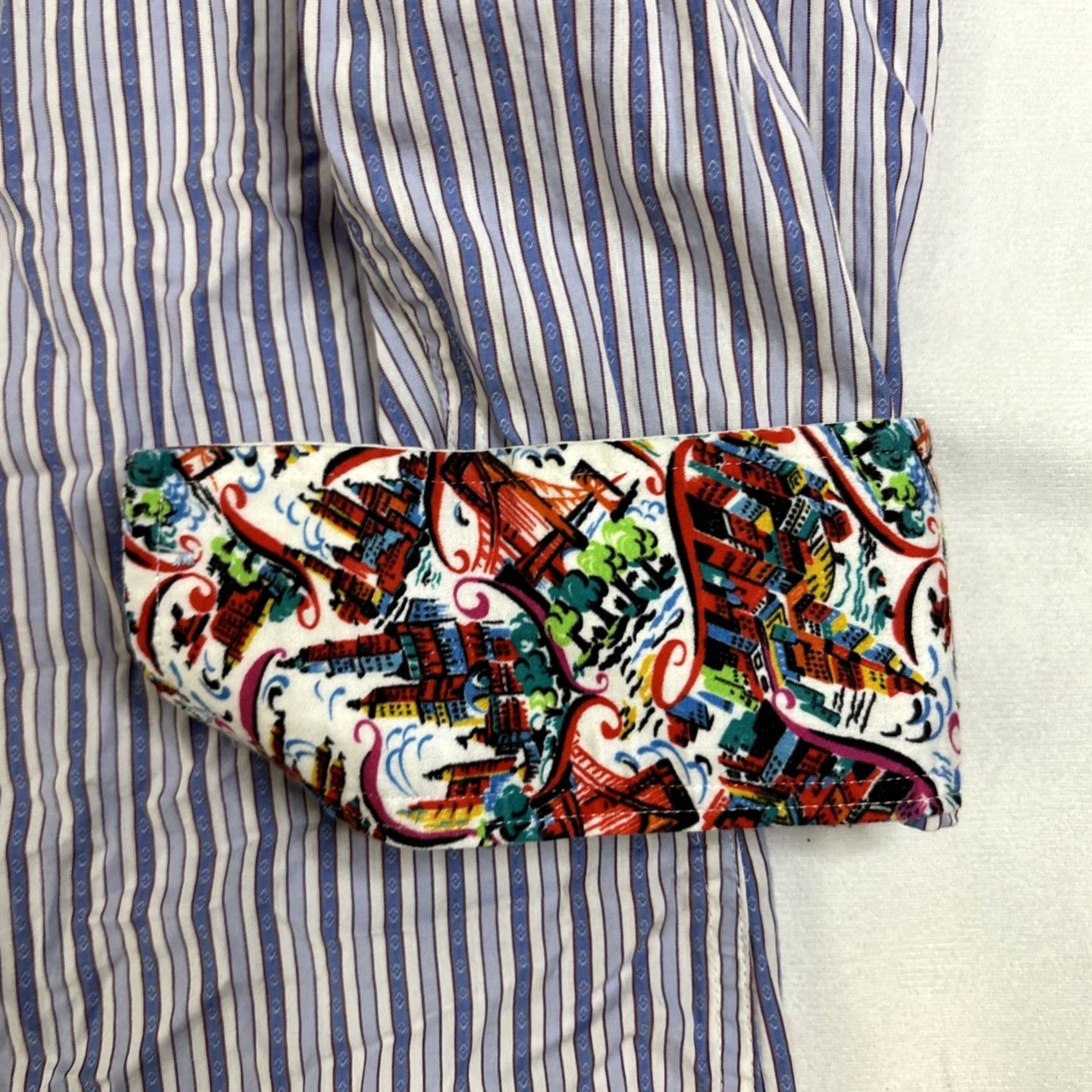 Robert Graham Robert Graham Button-Up Shirt Men’s XL Blue Striped Flip Cuff Shirt Men's XL Blue Striped Flip Cuff Size US XL / EU 56 / 4 - 4 Thumbnail