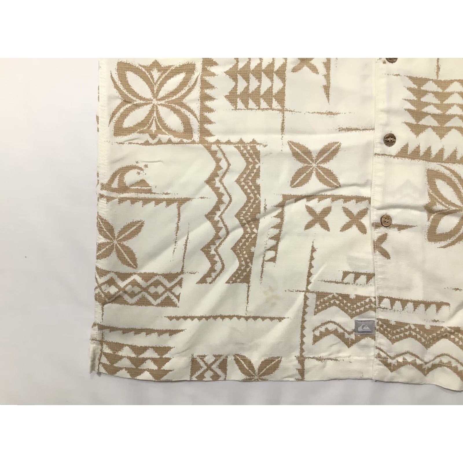 Quiksilver VINTAGE: Quiksilver Shirt Mens Large White Hawaiian Geometric Short Sleeve Button Up Size US L / EU 52-54 / 3 - 4 Thumbnail