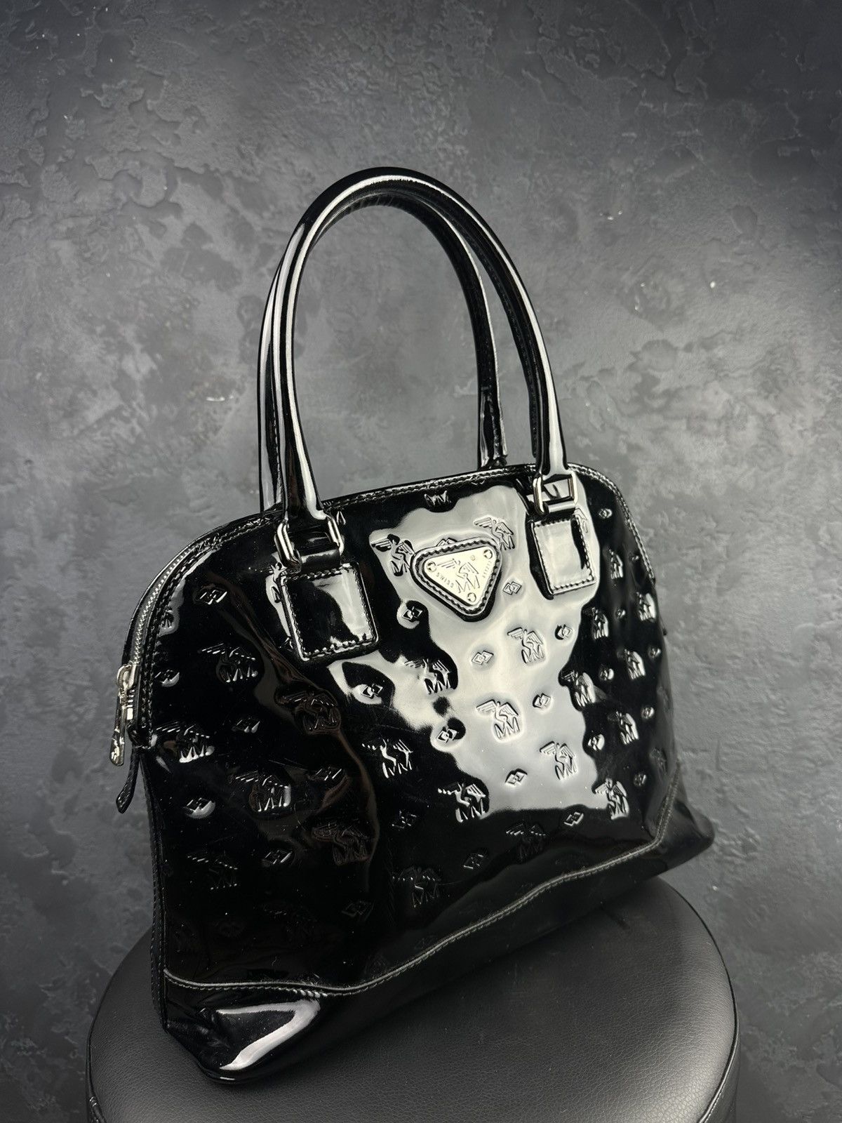 Designer × Maison Mollerus Maison Mollerus Black Patent Leather Shoulder Bag Size ONE SIZE - 1 Thumbnail