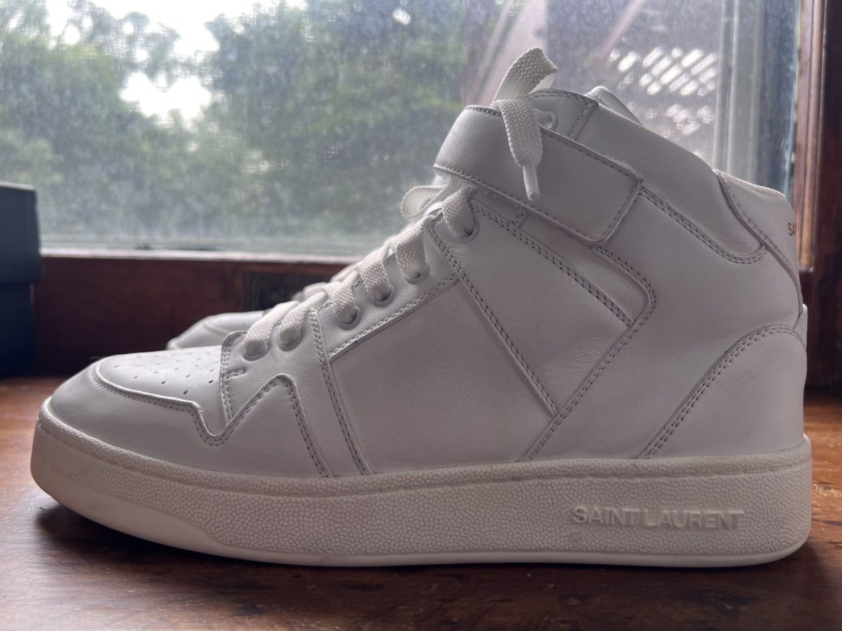 Saint Laurent Paris $1.3K Lax dirty white mid-top sneakers, EU43.5/US10.5 Size US 10.5 / EU 43-44 - 8 Thumbnail