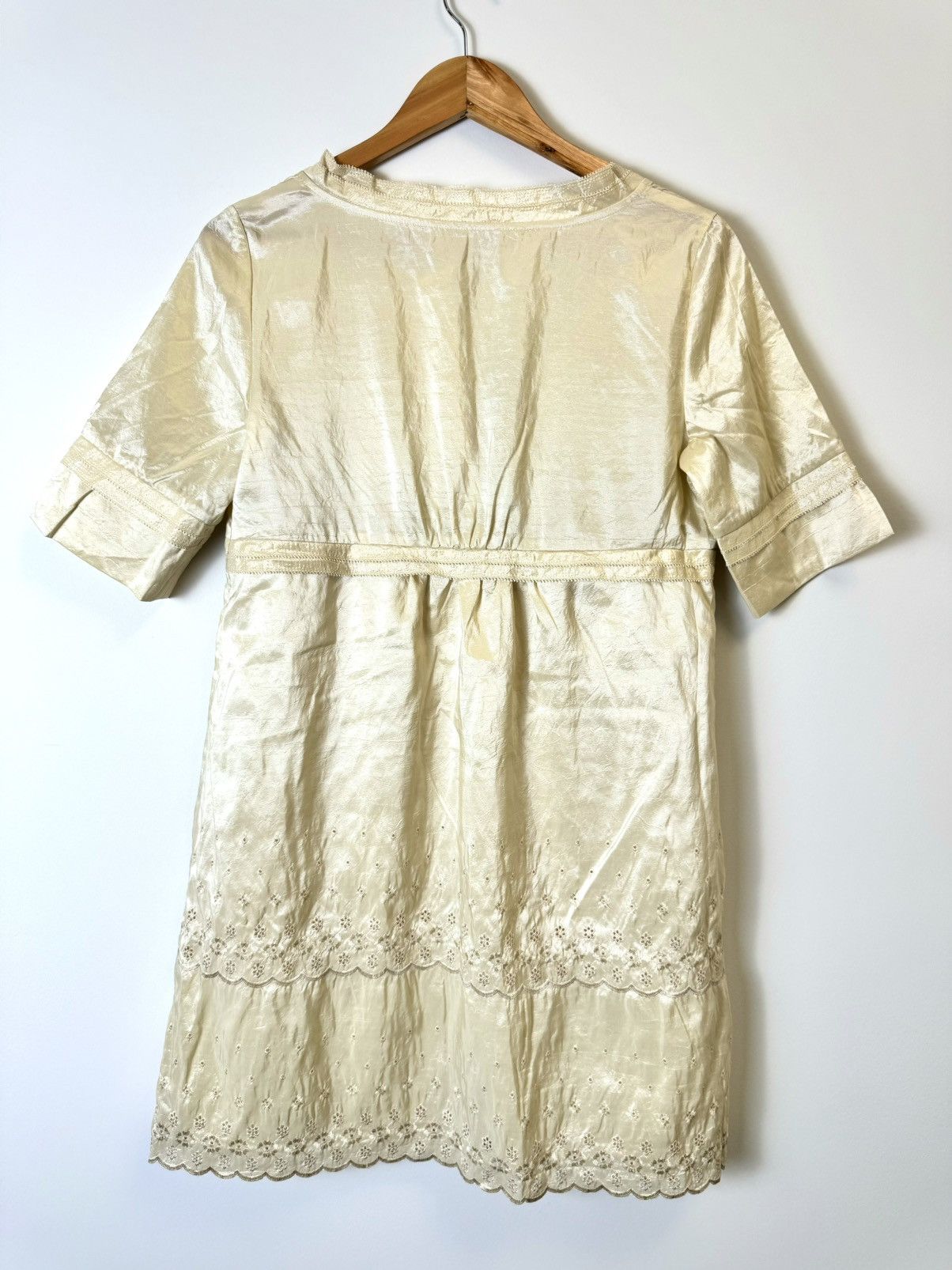 Other Cream and gold lace trim midi vintage style dress Size S / US 4 / IT 40 - 4 Thumbnail