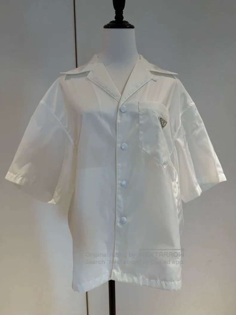 Prada Prada Triangle label nylon white shirt short sleeve Size XS / US 0-2 / IT 36-38 - 1 Thumbnail