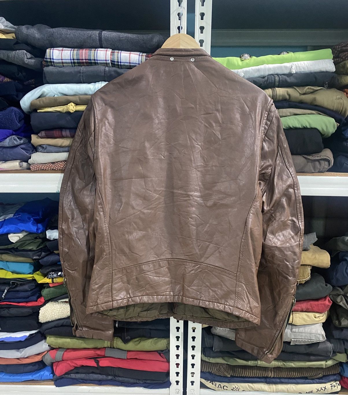 Genuine Leather Vintage 80s Bomber Leather Jacket Size US L / EU 52-54 / 3 - 3 Thumbnail