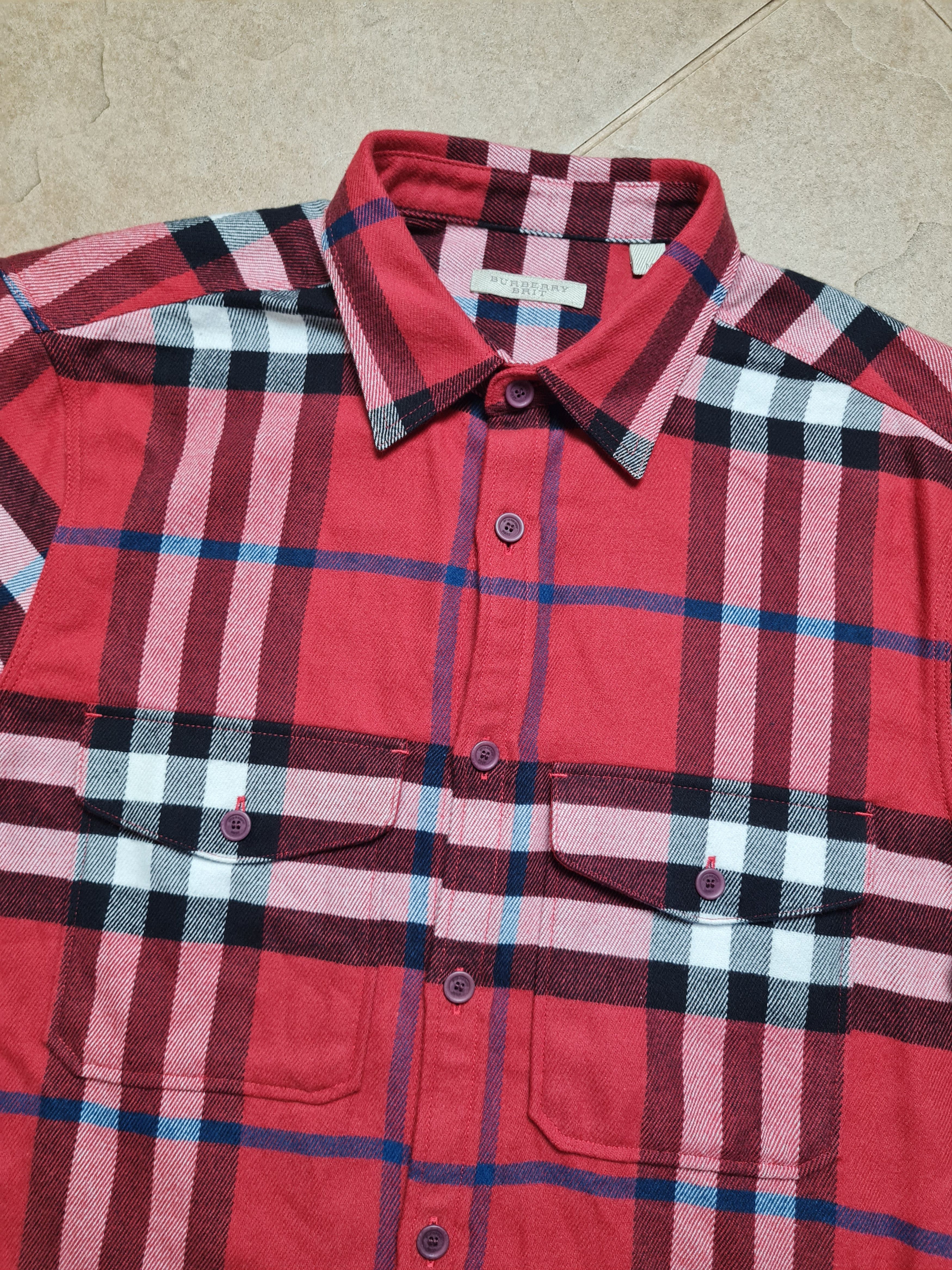 Burberry Burberry Nova Check Flannel Shirt Red Plaid Mens Button Up Size US M / EU 48-50 / 2 - 2 Thumbnail