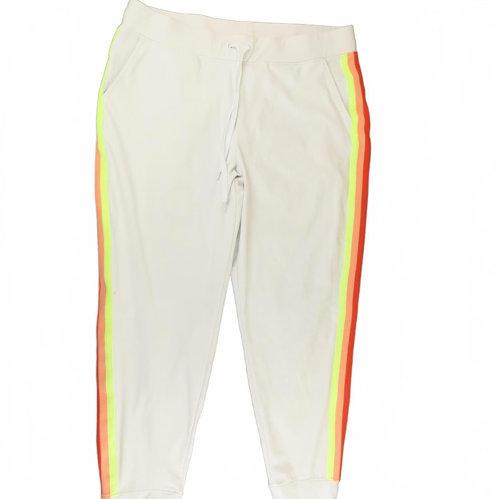Athletic Works Athletic Works White Joggers with Neon Stripes Women's Large Size 36" / US 14 / IT 50 - 1 Thumbnail