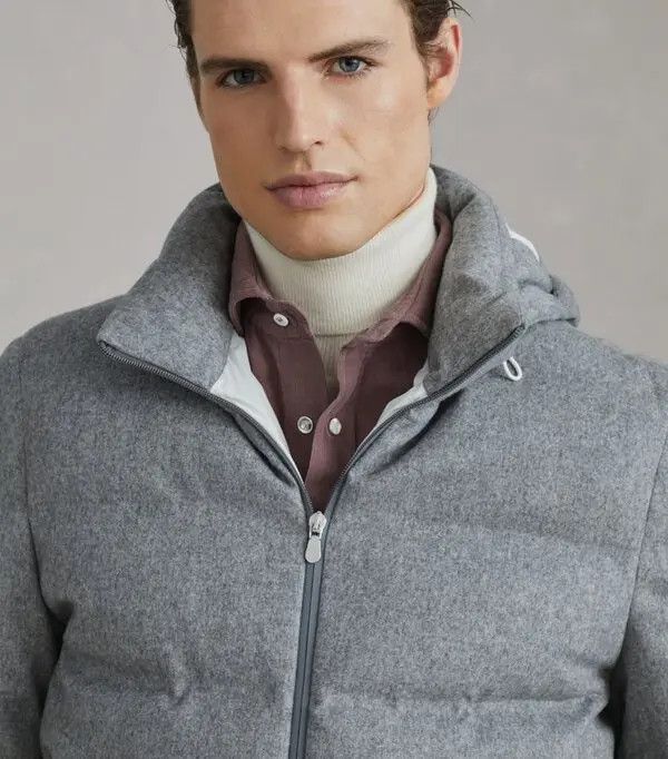 Brunello Cucinelli o1w1db10226 Wr Padded Jacket in Light Grey Size US XL / EU 56 / 4 - 3 Thumbnail