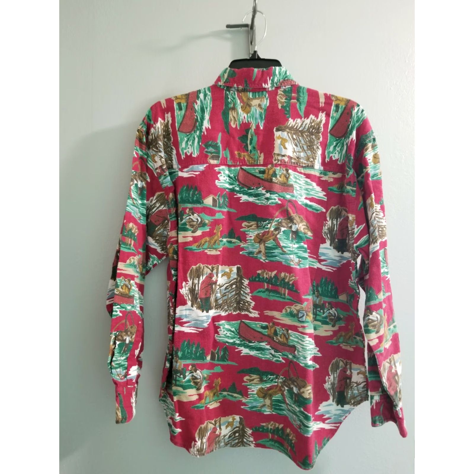 Vintage VINTAGE Punch Mens L Button-Down Shirt Long Sleeve Hunting Fishing Print Red Cotton Shirt Size US M / EU 48-50 / 2 - 2 Thumbnail