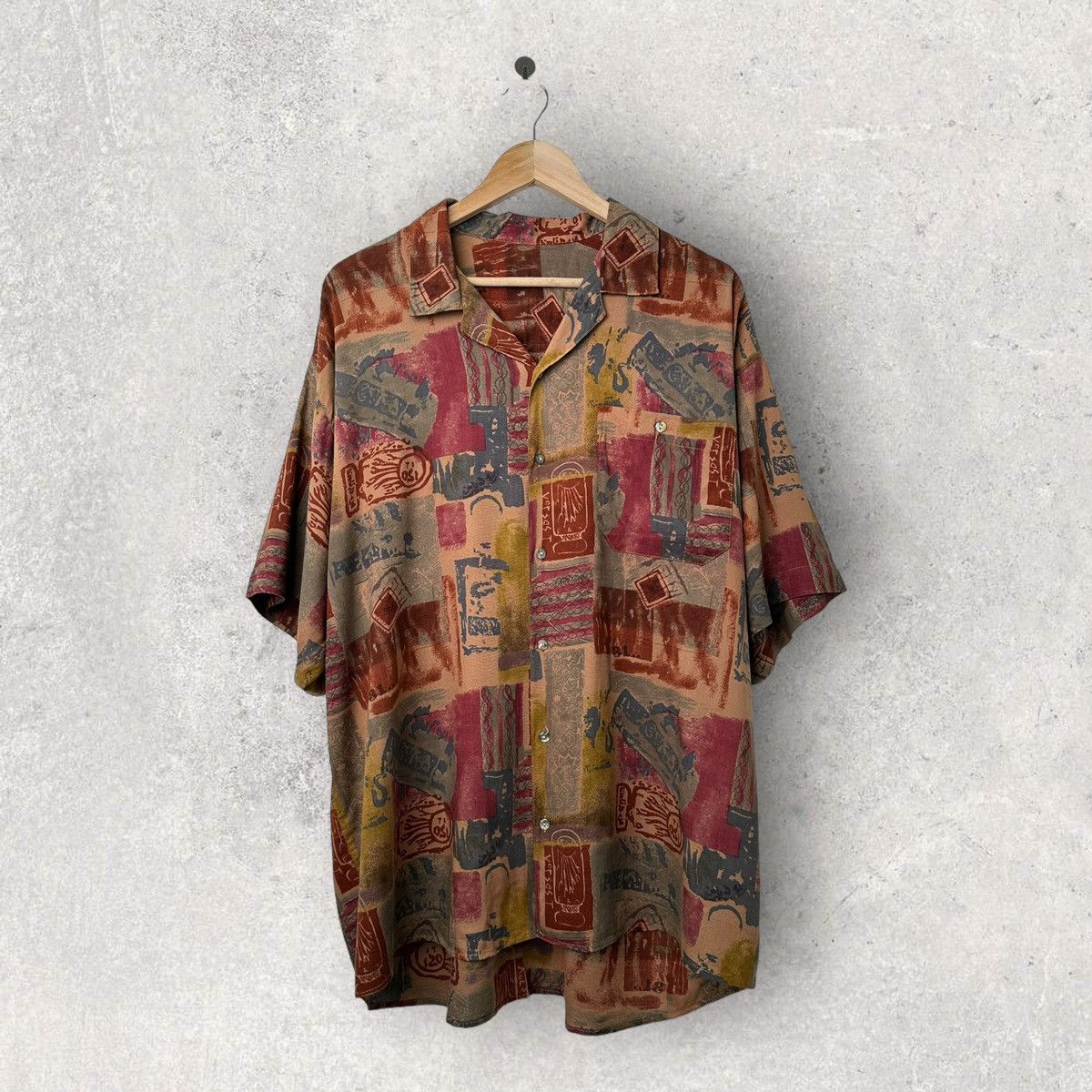 Pre-owned Crazy Shirts X Vintage Graphic Abstract Viscose Crazy Shirt 90's Retro In Multicolor