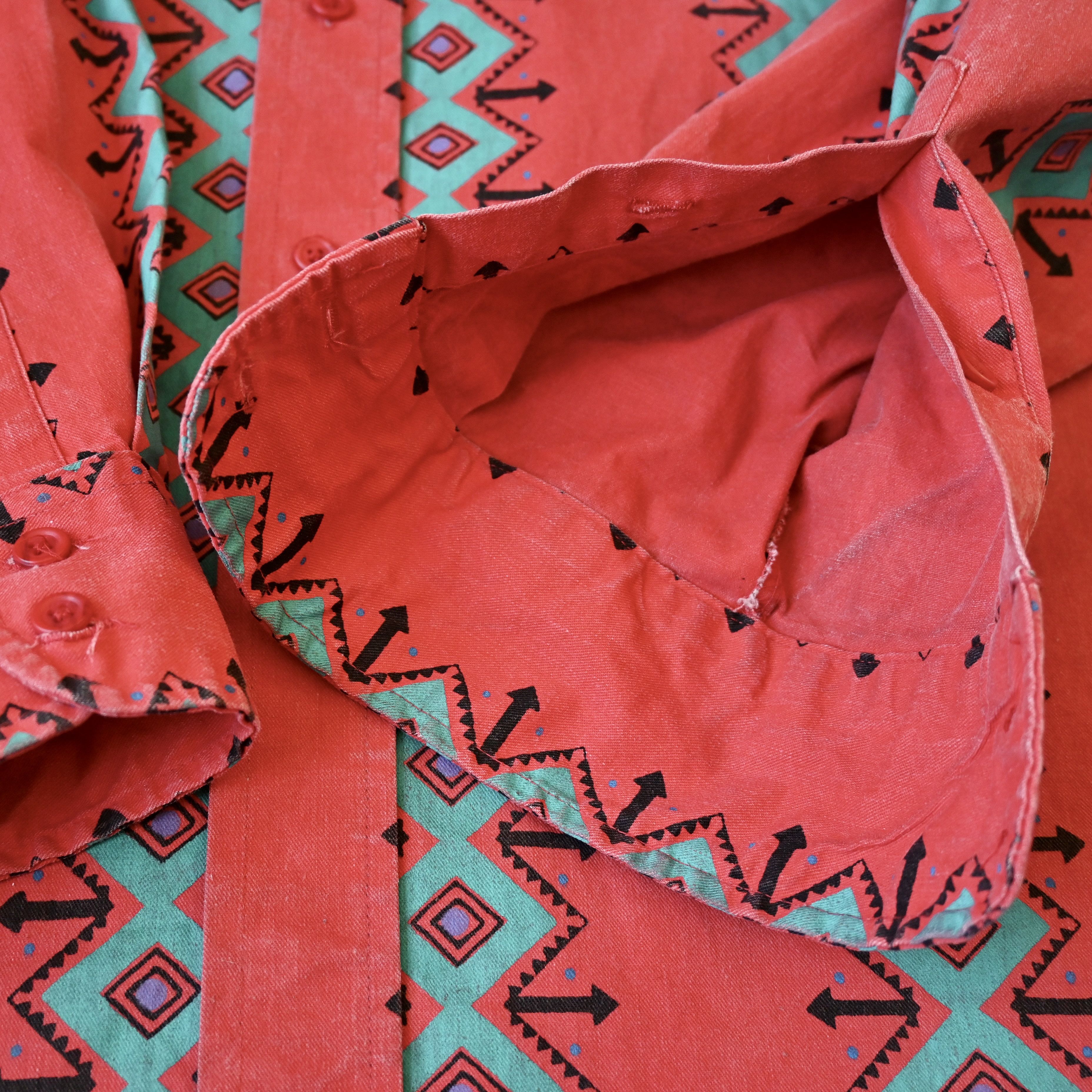 Vintage VTG Wrangler brushpopper shirt Aztec Navajo poppy red 16.5 Size US L / EU 52-54 / 3 - 10 Thumbnail