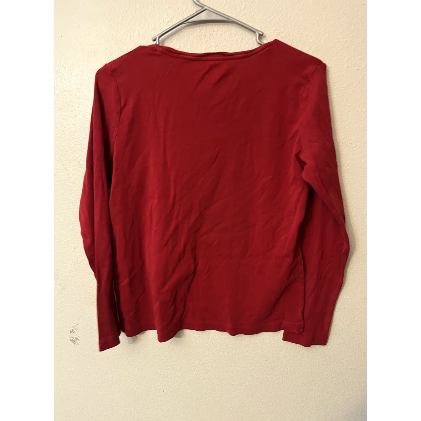 Talbots Talbots T-Shirt Red Women's Small Solid Round Neck Long Sleeve Size S / US 4 / IT 40 - 3 Thumbnail