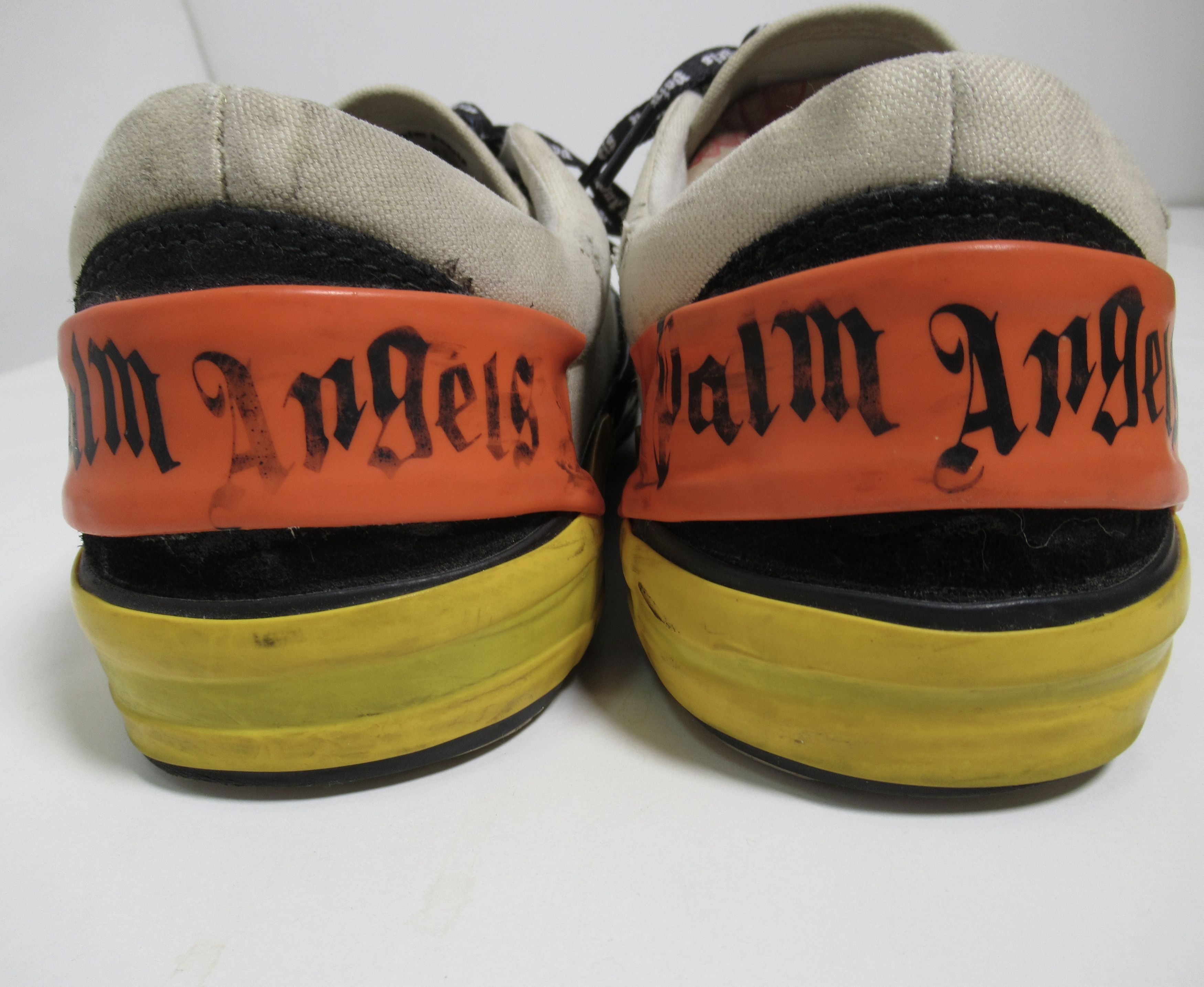 Palm Angels Palm Angels Men's Canvas Flame Sneakers Beige Black Orange Size US 8 / EU 41 - 3 Thumbnail