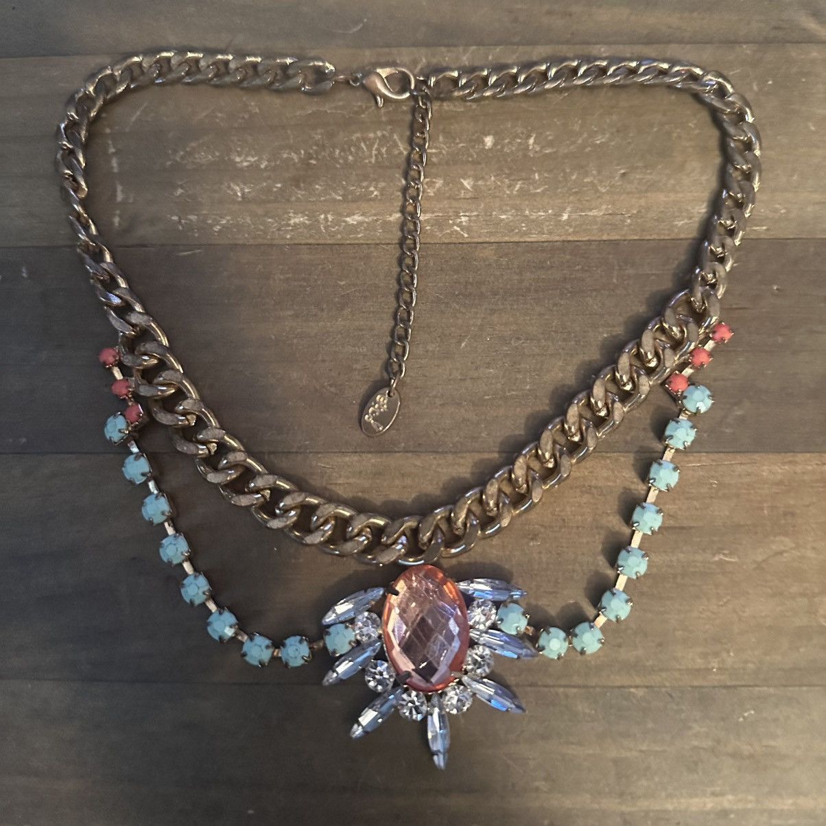 Other Etc! multicolor swag rhinestone statement necklace Size ONE SIZE - 2 Thumbnail