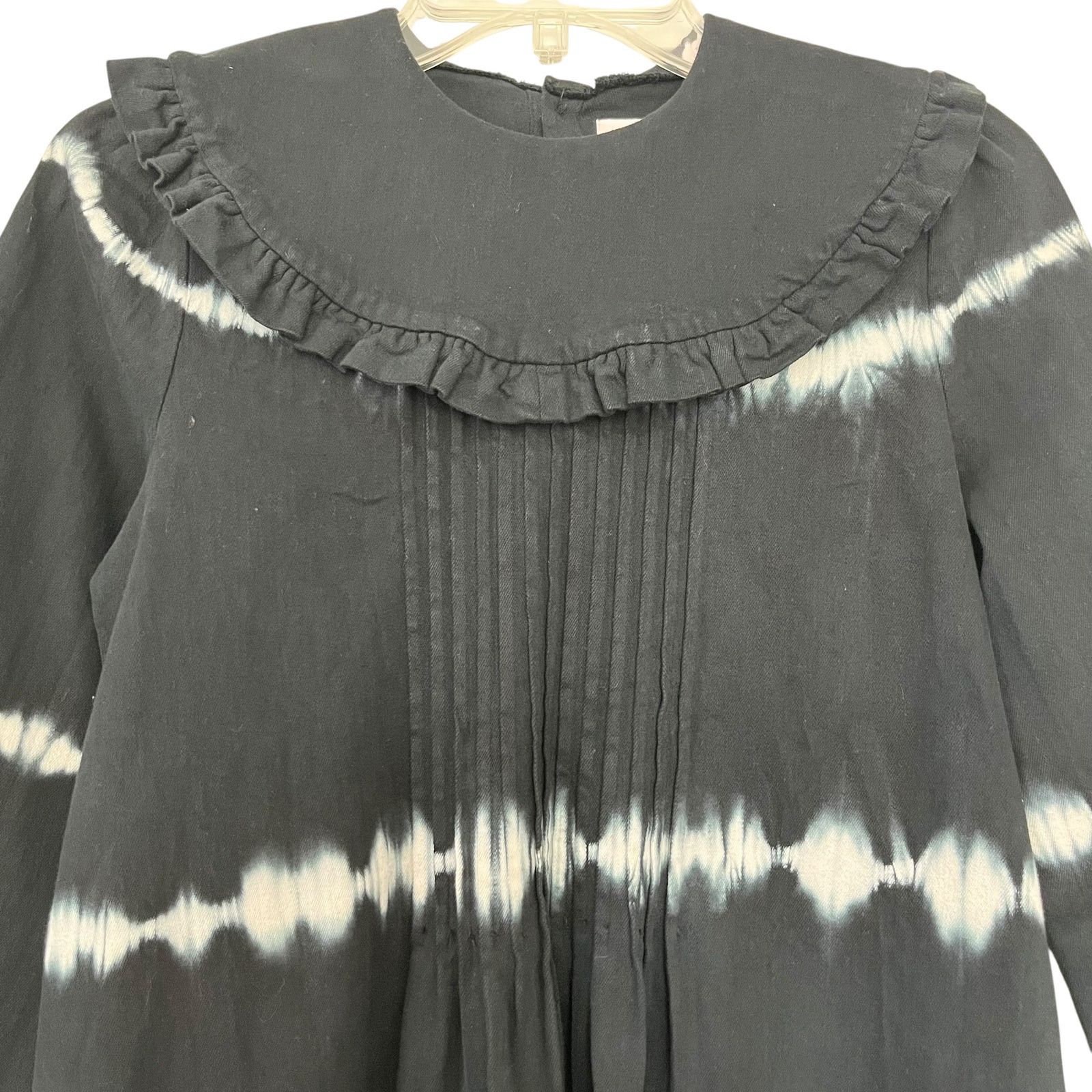 Other Steph Black Denim Tie Dye Exaggerated Collar Dress Size XS / US 0-2 / IT 36-38 - 2 Thumbnail