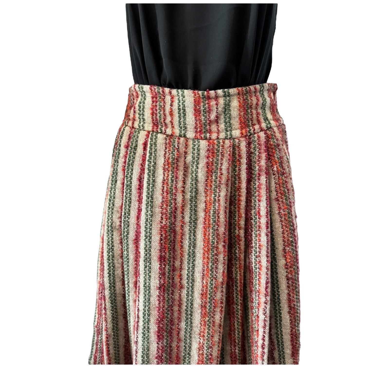 Vintage Vtg high waisted pleated boucle striped midi skirt small Size 27" / US 4 / IT 40 - 5 Thumbnail