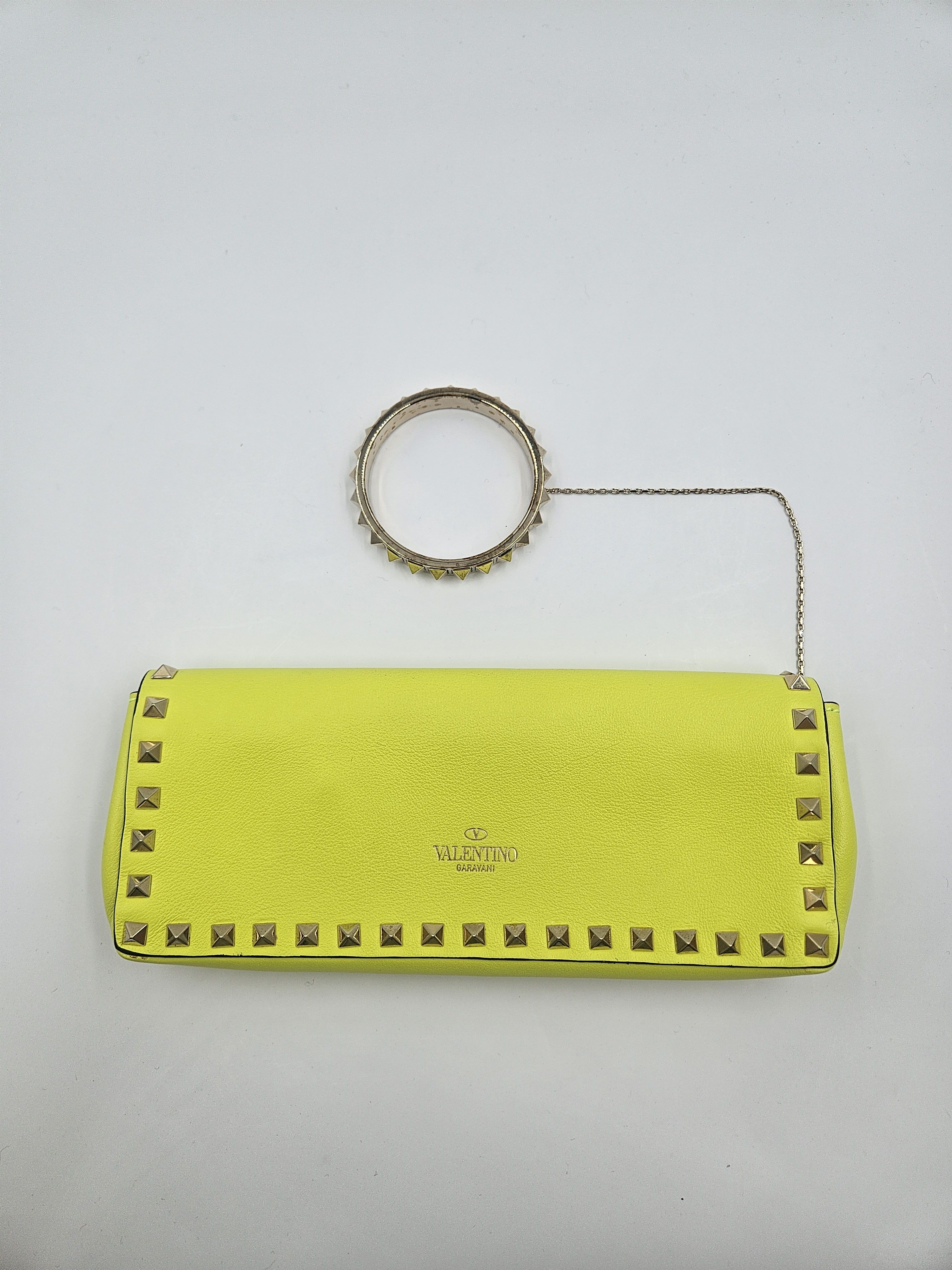 Valentino Valentino Garavani Neon Yellow Rockstud Bracelet Clutch Size ONE SIZE - 5 Thumbnail