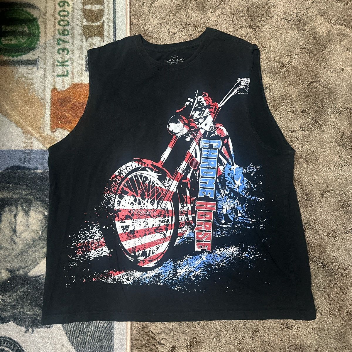 Faded Glory Vintage Faded Glory “chrome horse” biker sleeveless shirt Size US XL / EU 56 / 4 - 1 Thumbnail