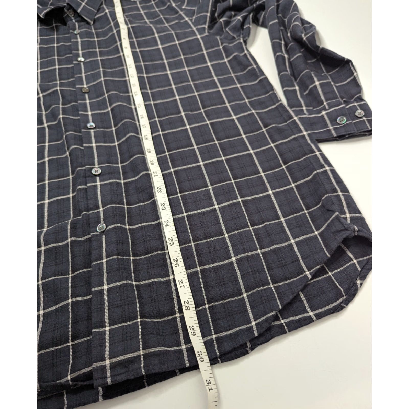 Theory Theory Button-Up Shirt Men Navy Plaid Lightweight Flannel Size L Size US L / EU 52-54 / 3 - 5 Thumbnail