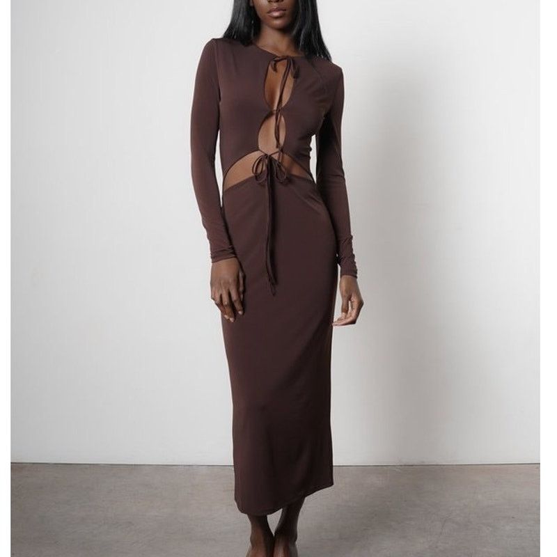AYA MUSE Aya Muse Perugia Dress long sleeve brown size large L Size L / US 10 / IT 46 - 16 Thumbnail