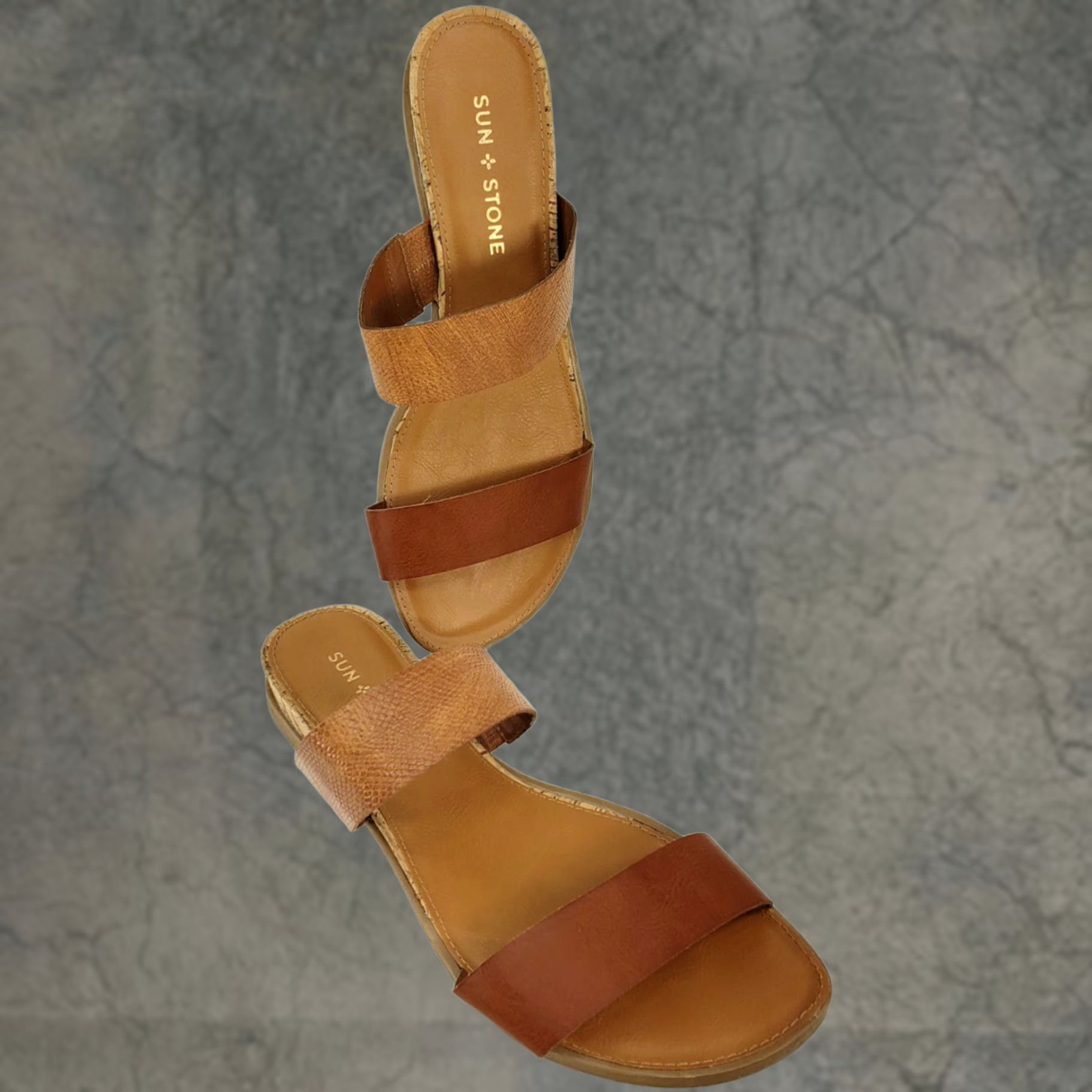 Vintage Sun + Stone Women's Slides Double Crossover Sandals Brown Size 7.5M EUC Shoes Slip On Casual Comfort Footwear Size US 8 / IT 38 - 1 Thumbnail