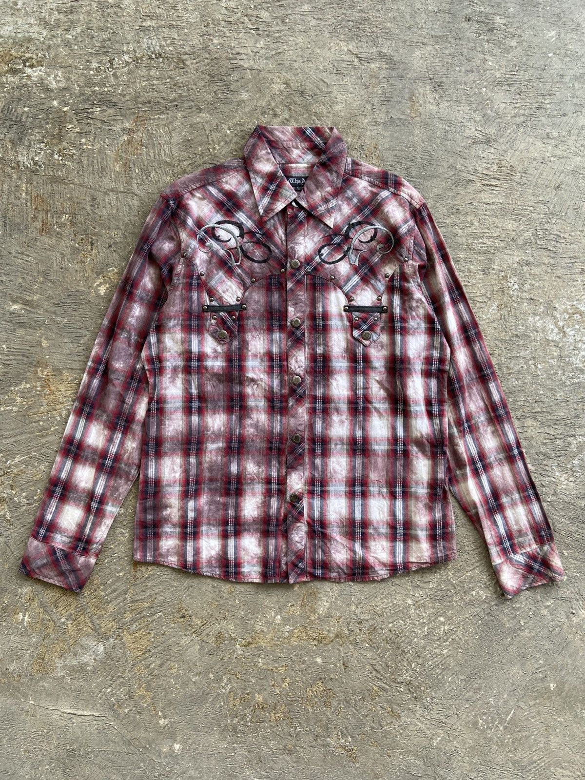 14th Addiction 2000s In the Attic - Vkei Style Smoke Wash Snap Button Shirt Size US L / EU 52-54 / 3 - 1 Thumbnail