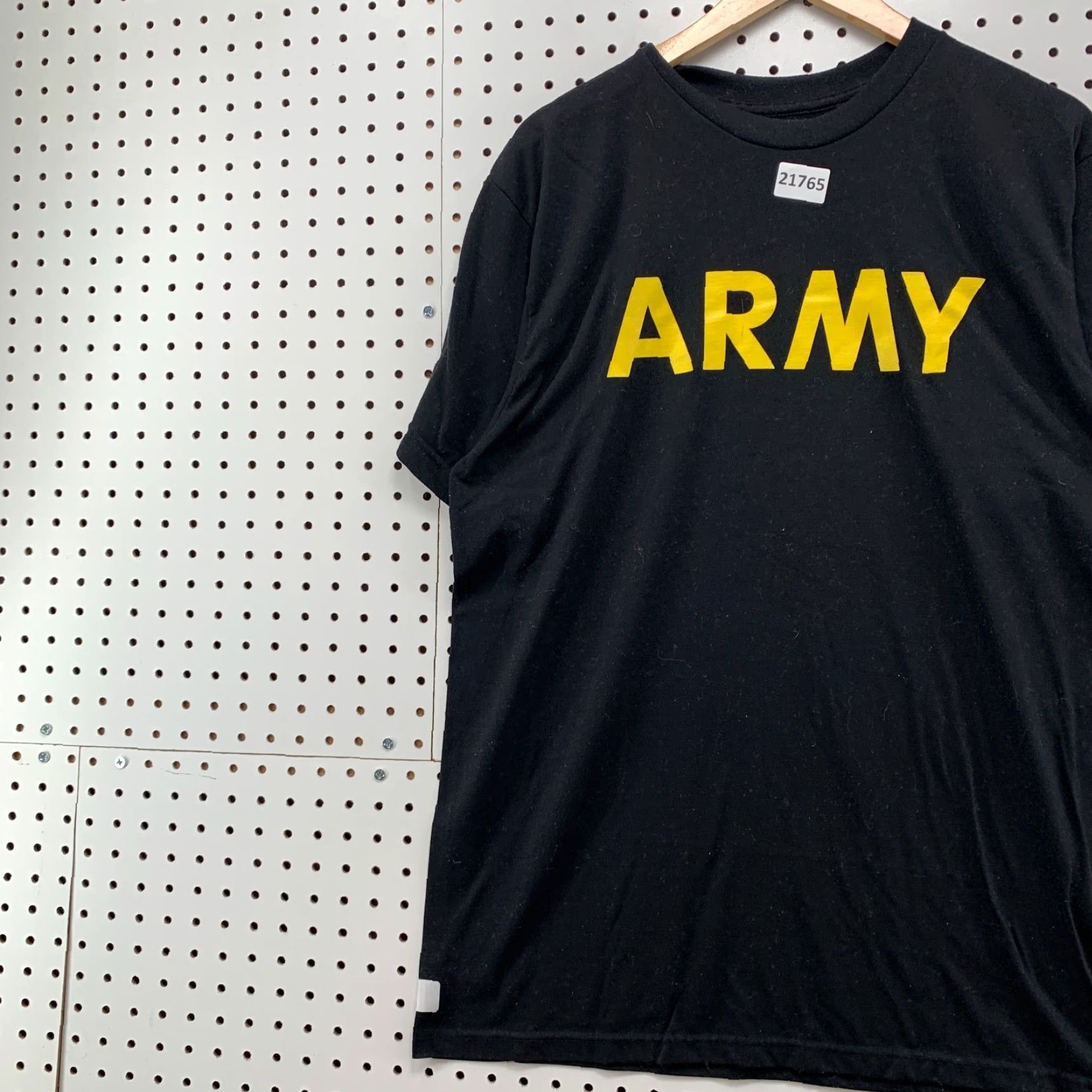 Spell VINTAGE Army T-Shirt Black Yellow Spell Out Adult Large Short Sleeve Regular Fit Size US L / EU 52-54 / 3 - 3 Thumbnail