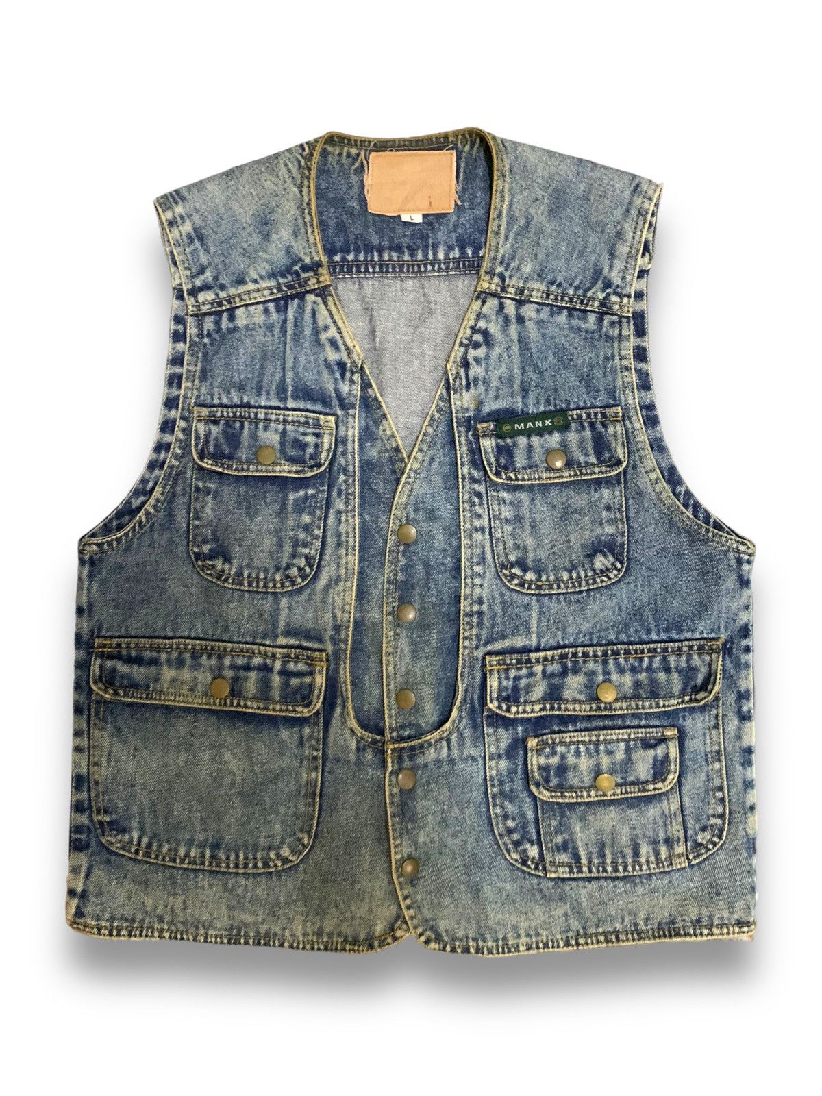 Vintage Japanese Manx Tactical Biker/Trucker Denim Vest