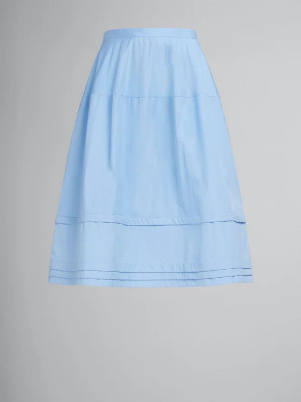 Marni o1w1db10125 Poplin Flared Midi Skirt in Light Blue Size 27" / US 4 / IT 40 - 1 Thumbnail