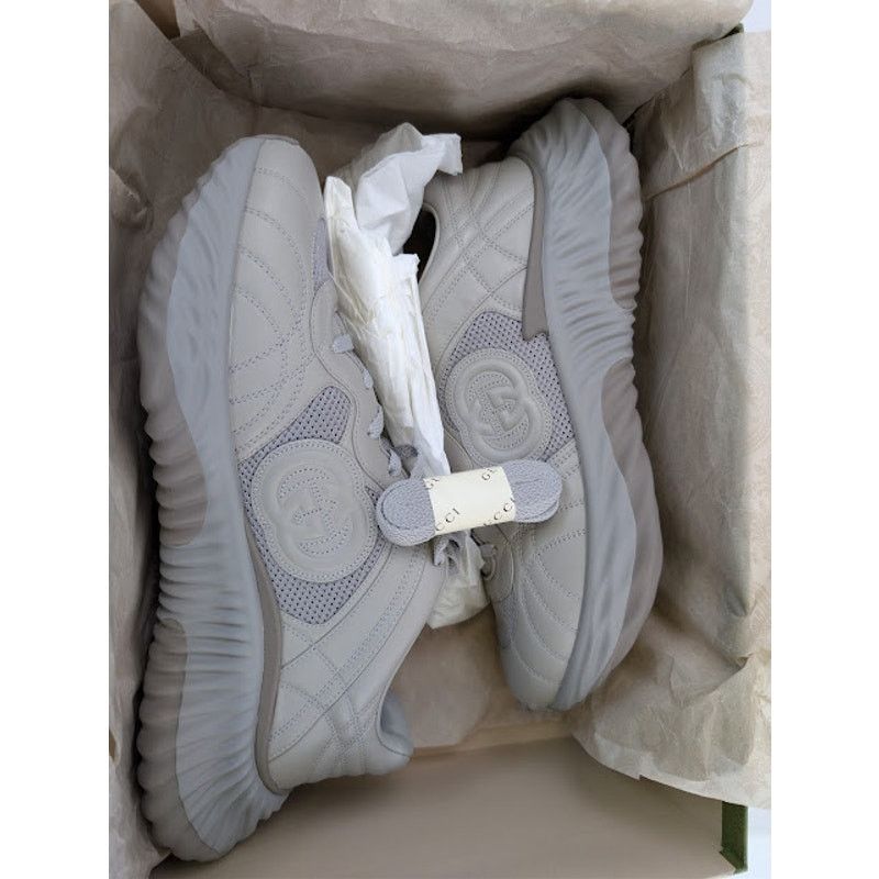 Gucci o1rshd1 Leather Ripple Low Top Sneaker in Grey Size US 12.5 / EU 45-46 - 22 Thumbnail