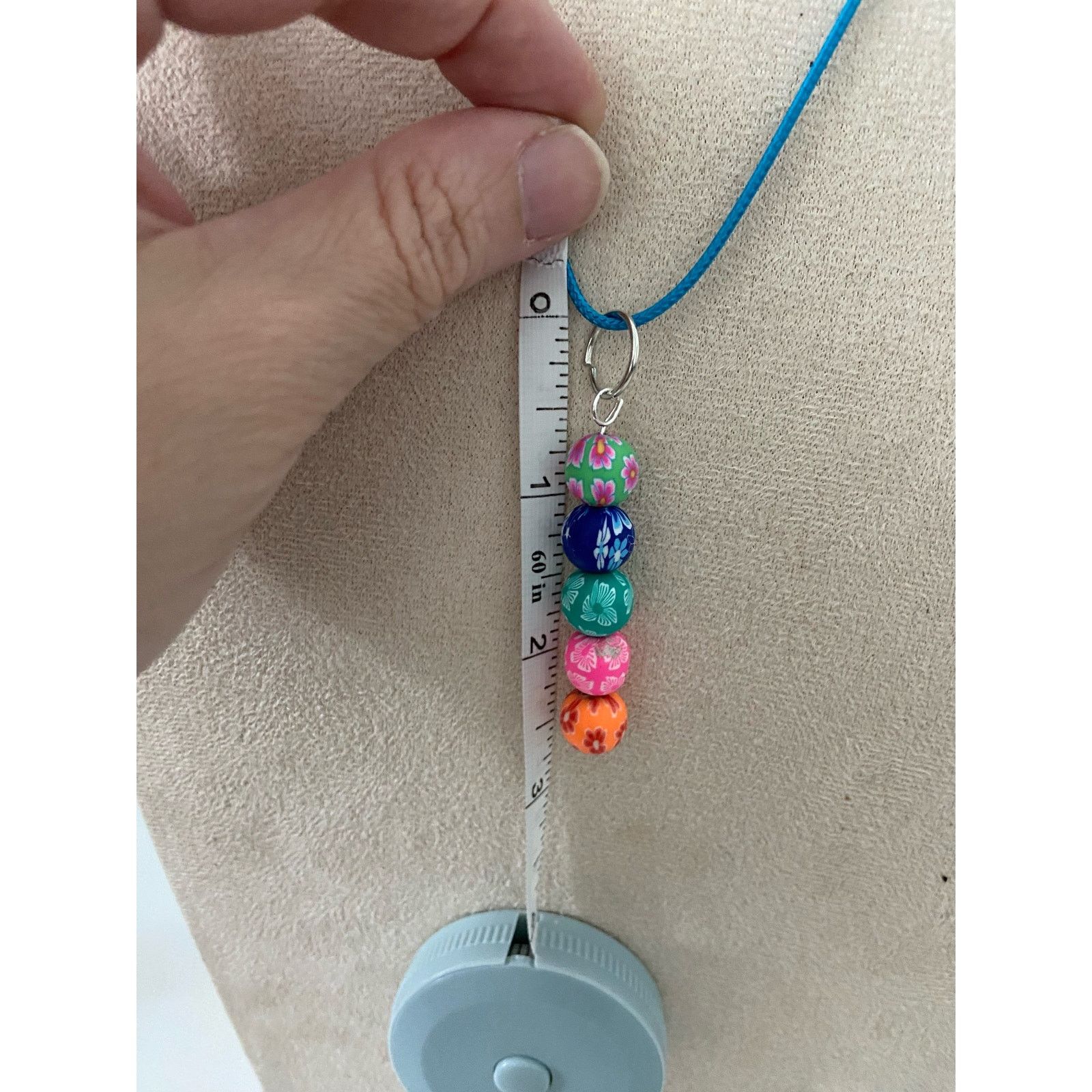 Handmade Colorful fimo clay bead pendant necklace Size ONE SIZE - 4 Thumbnail