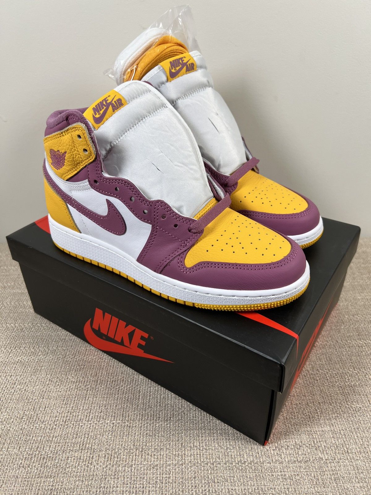 image of Nike Retro Air Jordan 1S 1 Brotherhood Gs Shoes in Pink, Women's (Size 5)