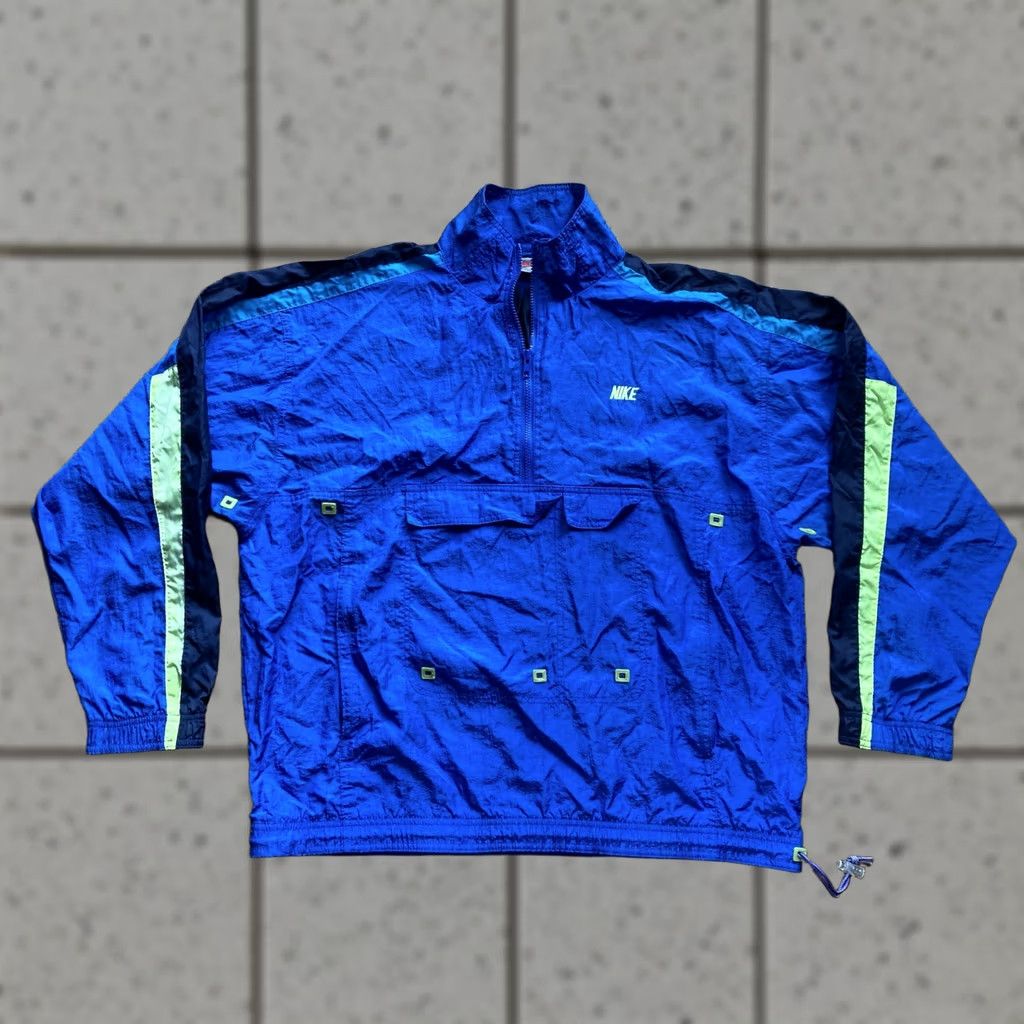 Nike VINTAGE Nike Jacket Mens Large Blue Anorak Windbreaker Retro 90s Size US L / EU 52-54 / 3 - 1 Thumbnail
