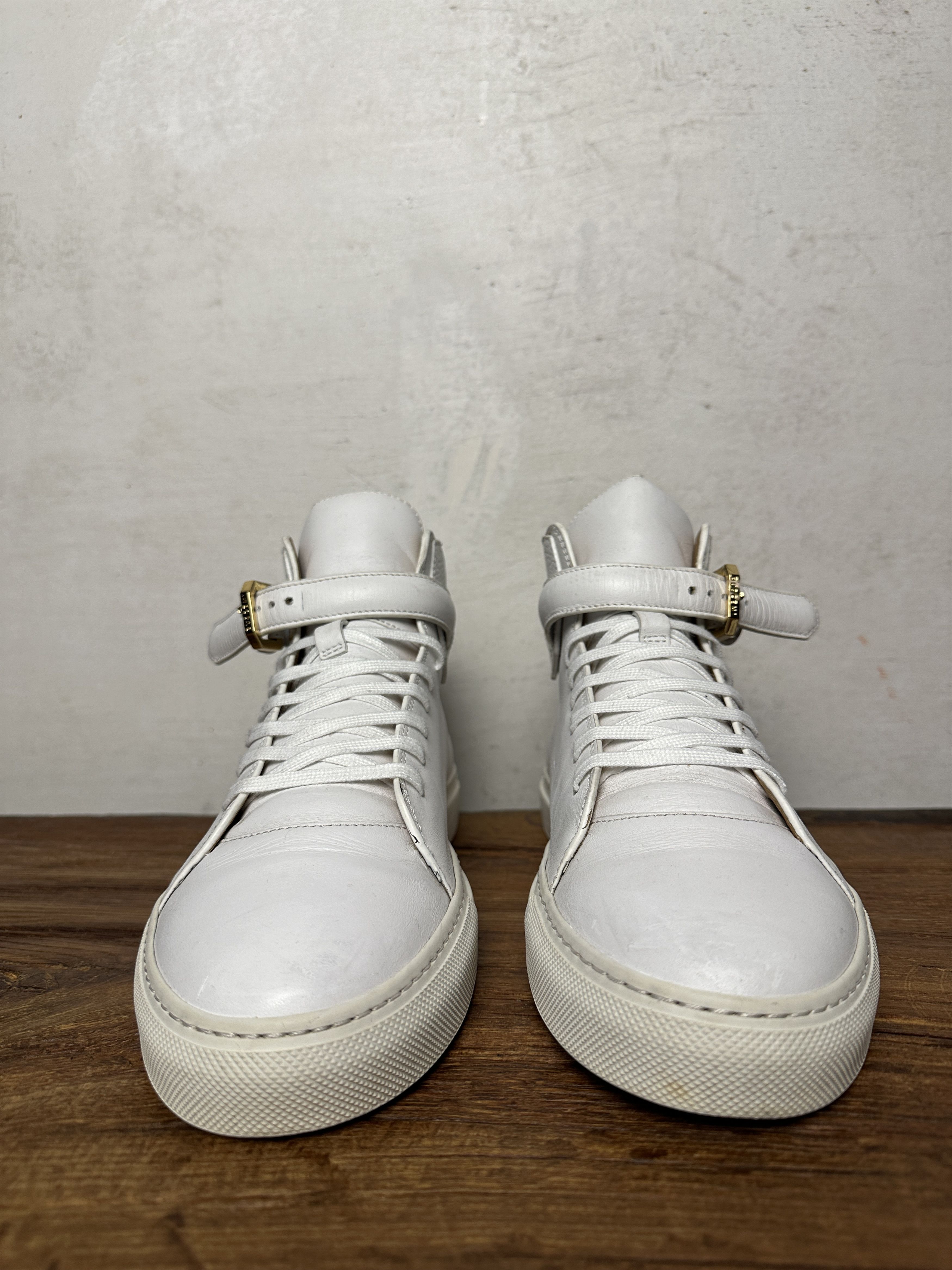 Buscemi 100MM Buckle White Sneakers Hi Top Sneakers