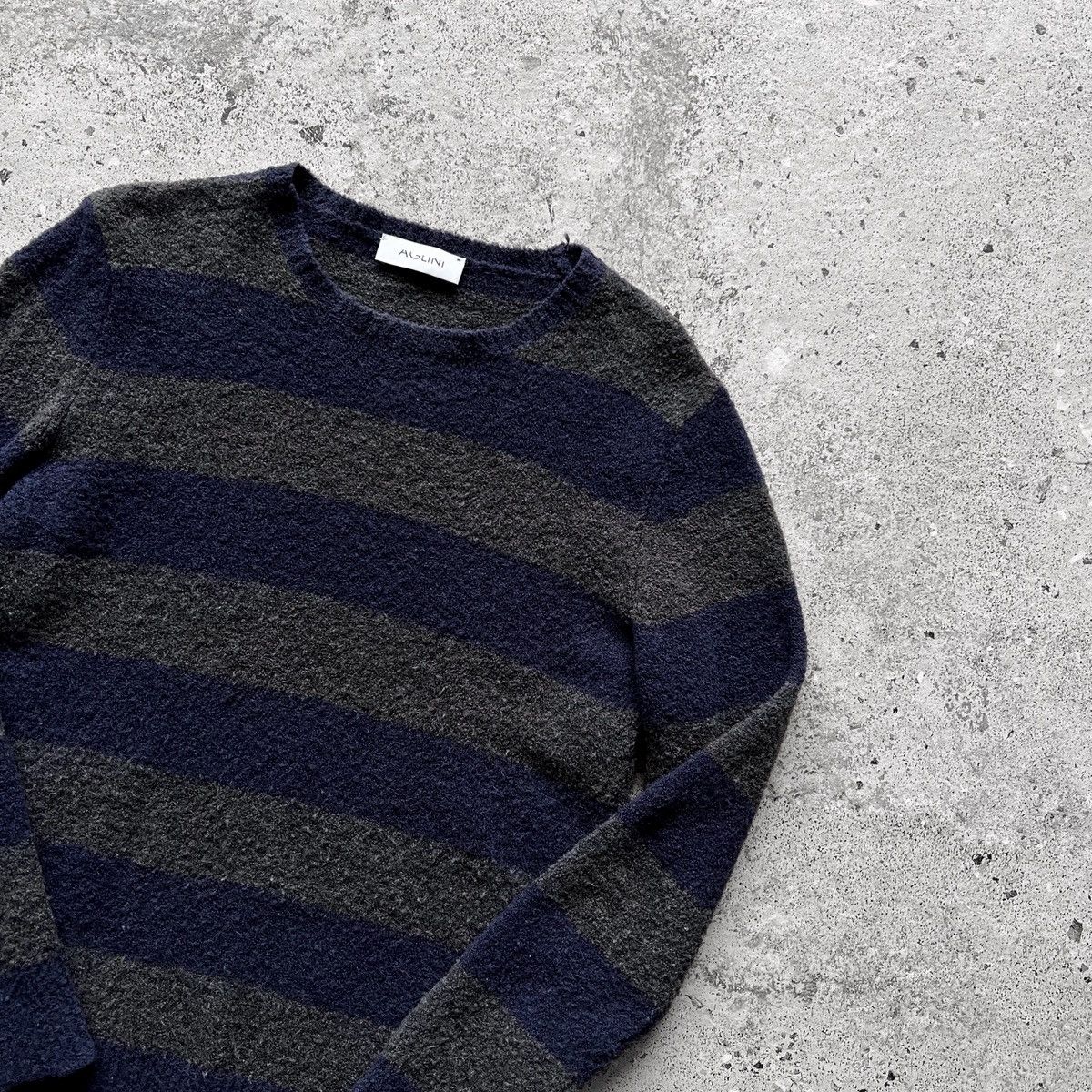 AGLINI Aglini Mens Blue Gray Long Sleeve Sweater Pullover Striped Size US S / EU 44-46 / 1 - 2 Thumbnail