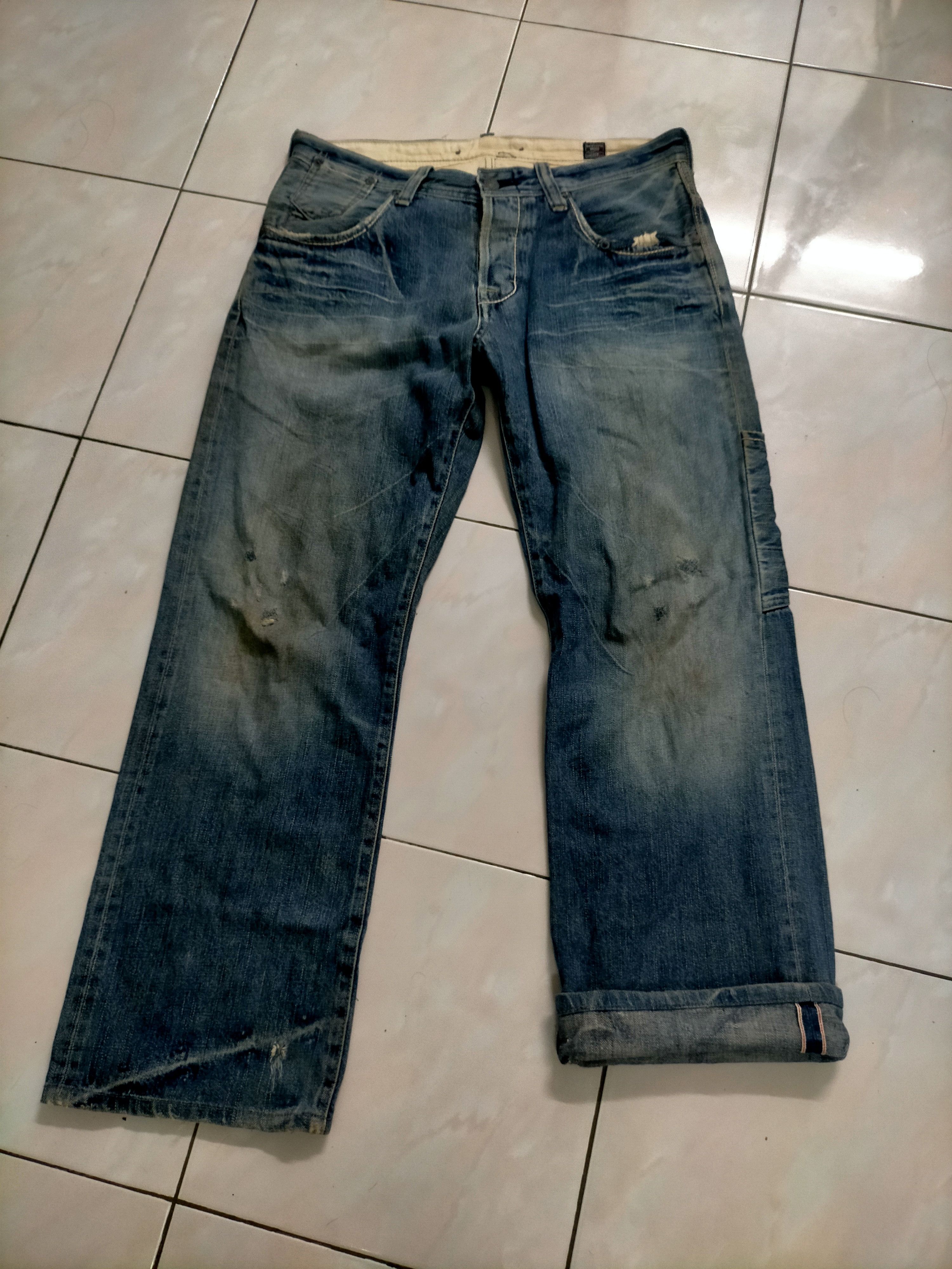 Japanese Brand × Vintage Vintage Bartack Buckle Back Selvedge Jeans Size US 33 - 1 Thumbnail