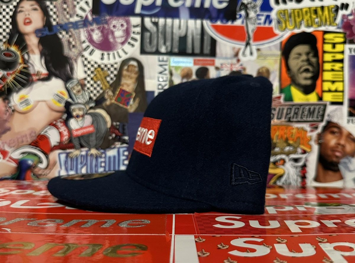 FW10 DS Supreme New Era Woolrich Box Logo Fitted Hat Navy 8
