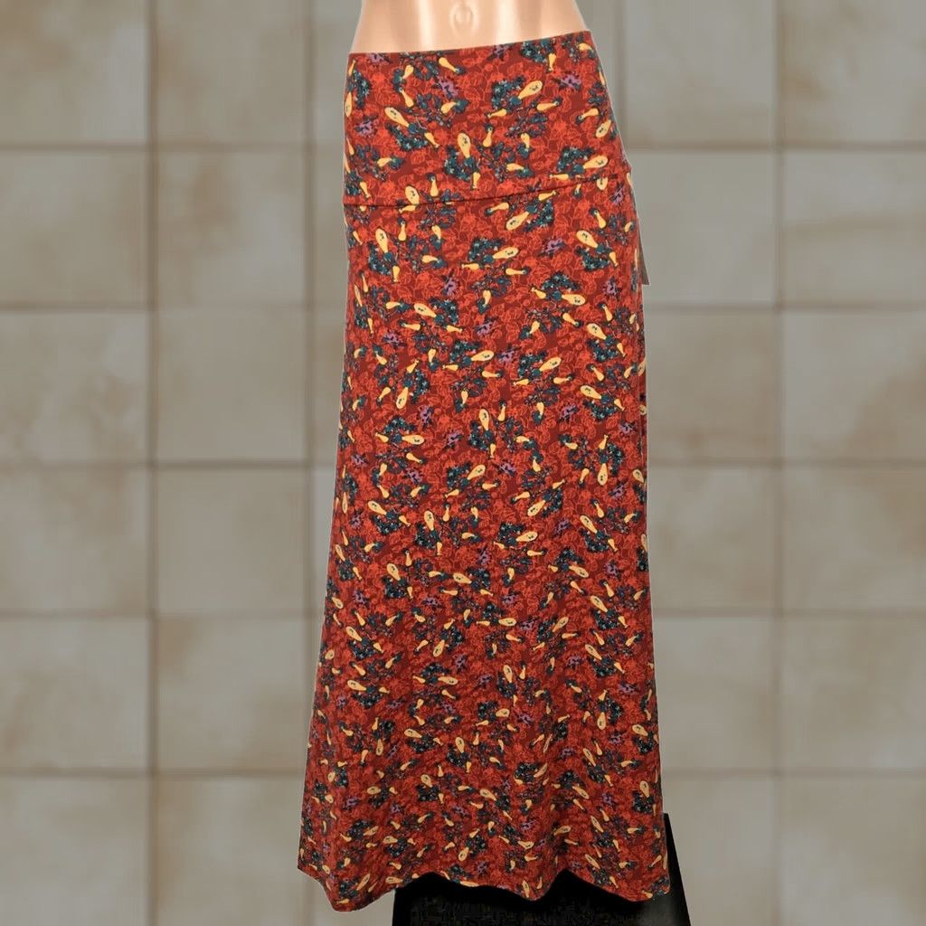 Vintage LuLaRoe Dress Womens XL Maxi Skirt Floral Red Leaves Geometric RARE NEW NWT Size 40" / US 18 - 1 Thumbnail