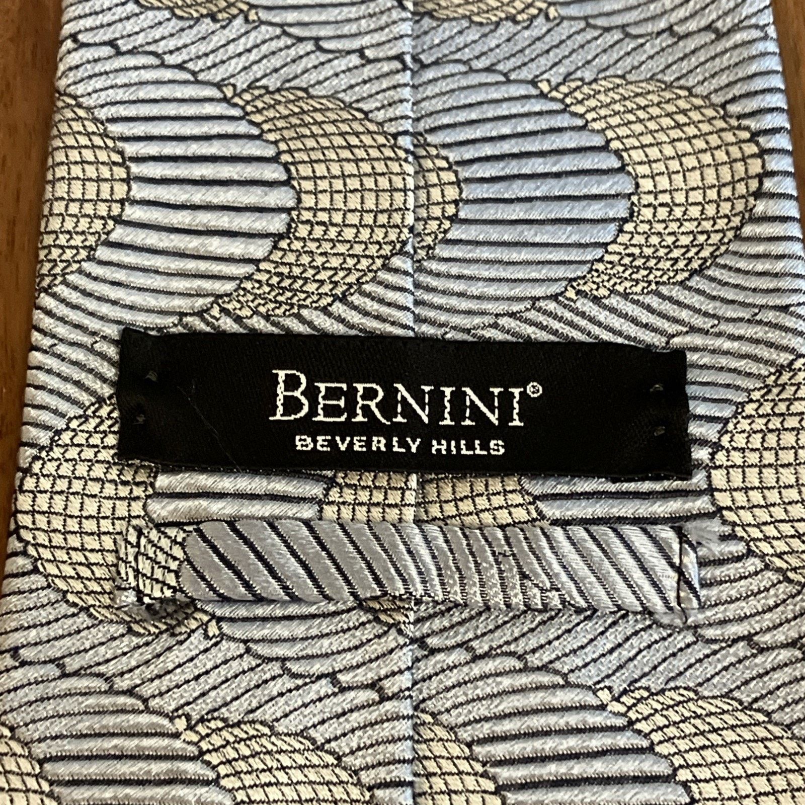Other BERNINI Silk Tie Silver White Black ABSTRACT Deco Necktie Size ONE SIZE - 4 Thumbnail