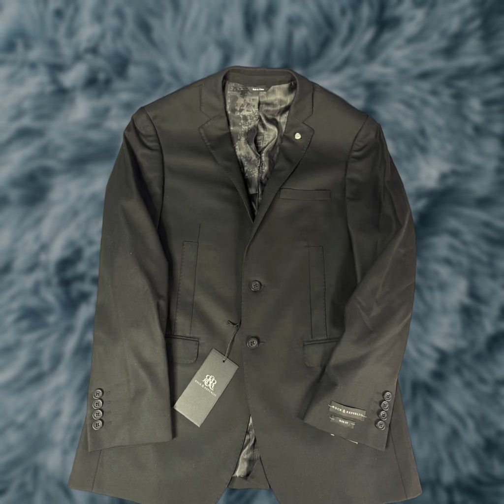 Rock & Republic Blazer Slim Fit Sport Coat 38R Black Mens New W Tags