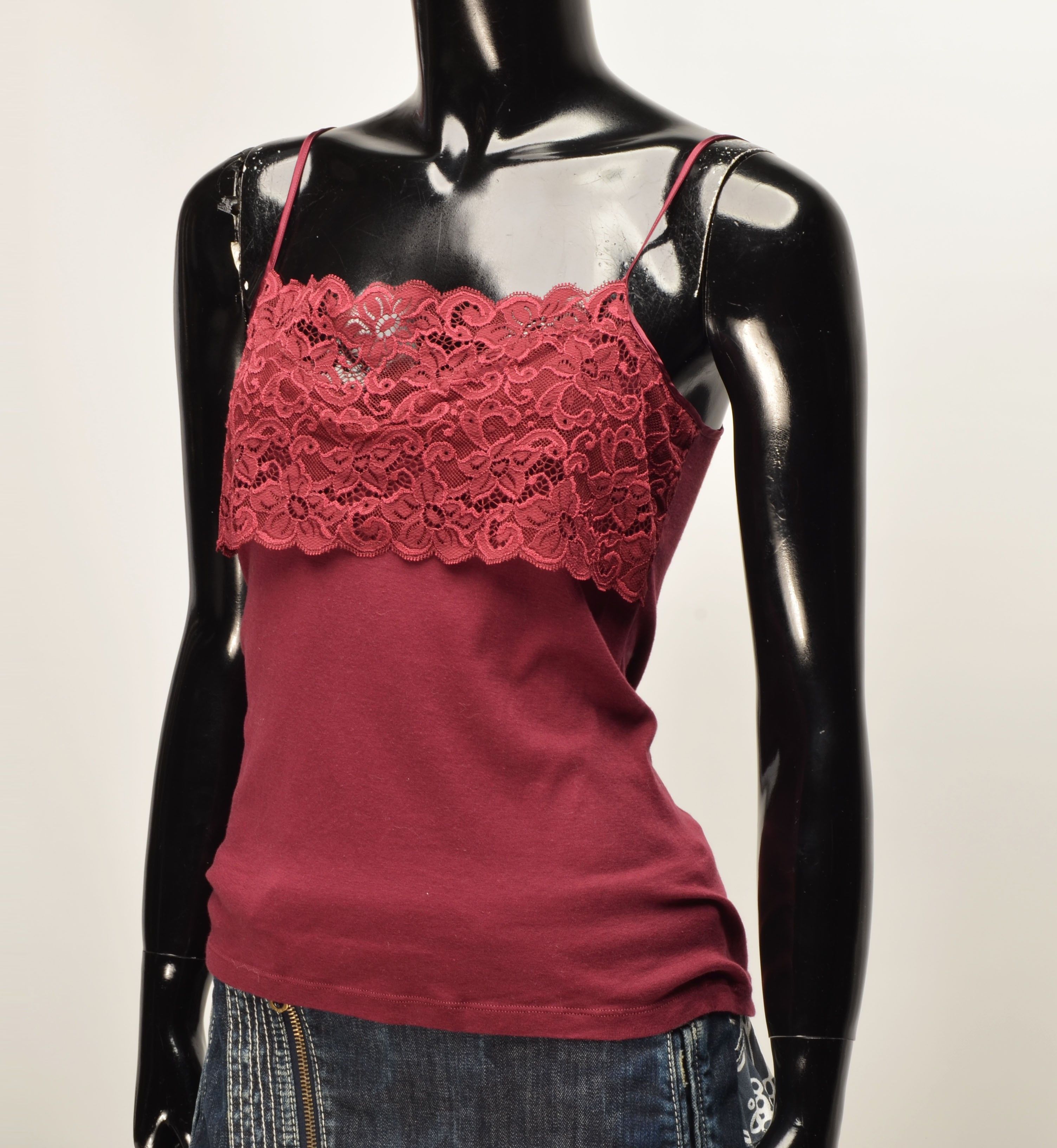 Hanro Hanro of Switzerland Burgundy Lace Cami Tank Top Size M / US 6-8 / IT 42-44 - 2 Thumbnail