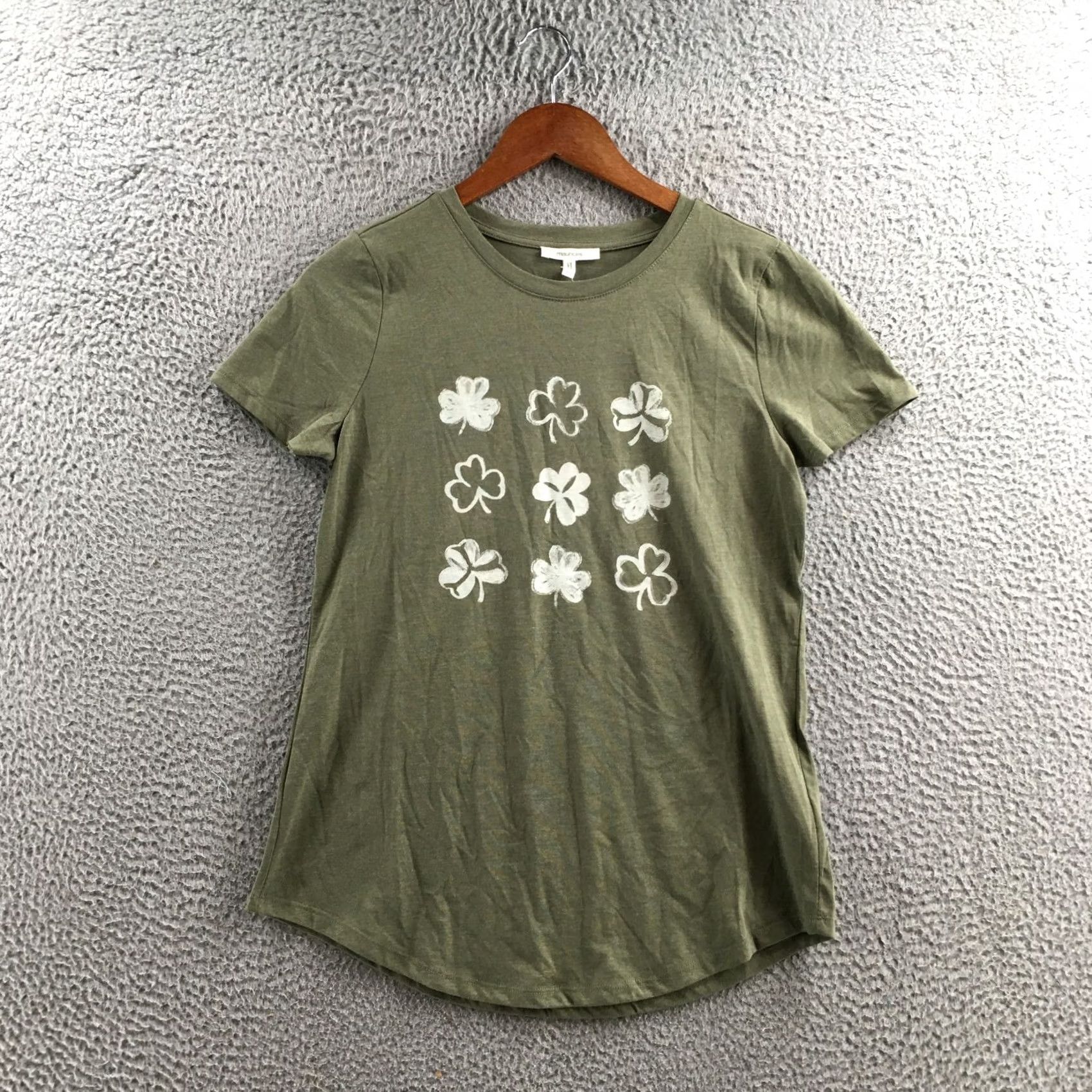 Vintage Maurices Shirt Womens XS Green Cotton Blend Shamrock Graphic Tee Casual Pullover Size XS / US 0-2 / IT 36-38 - 2 Thumbnail