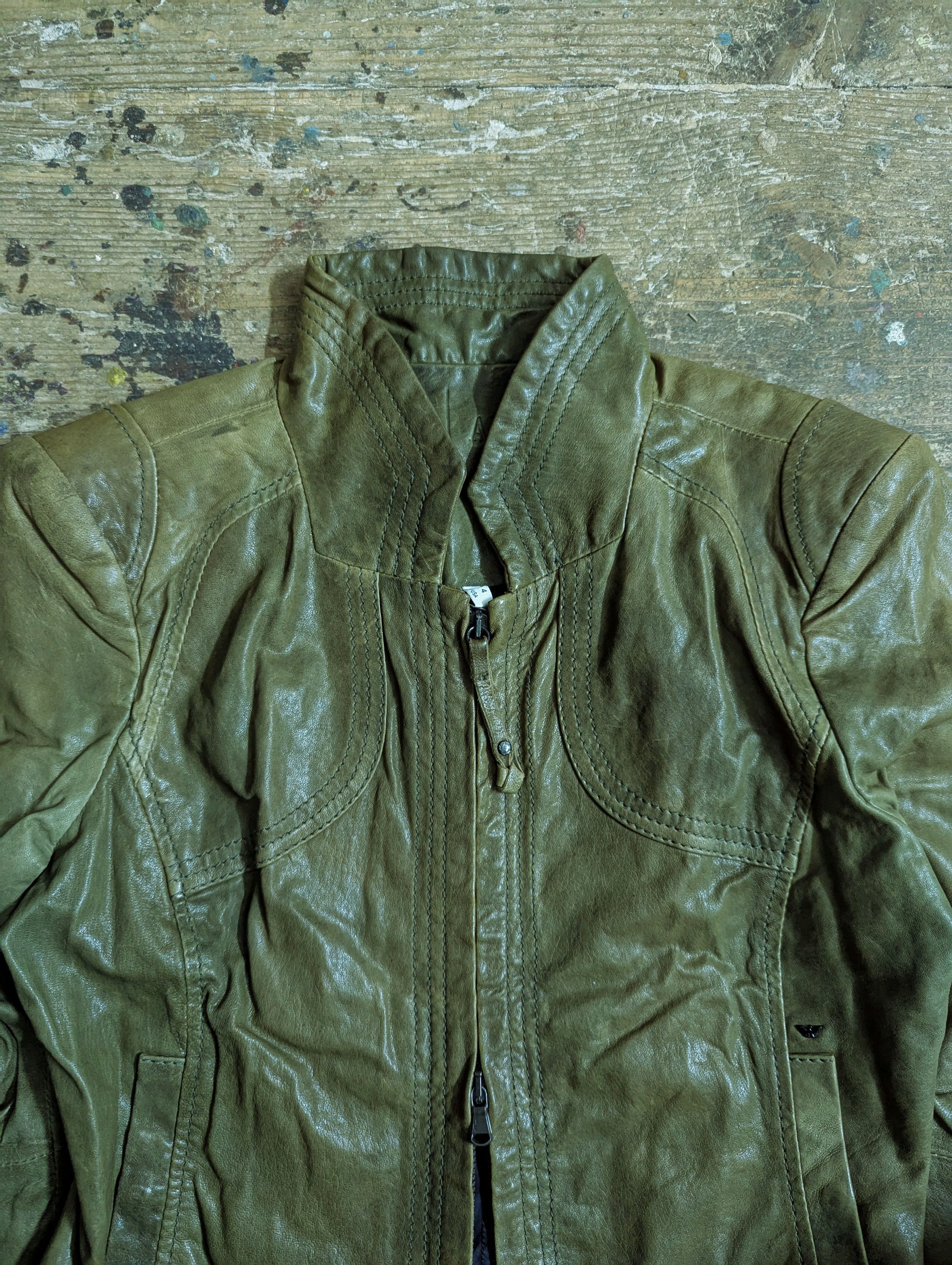 Armani 00s Armani Jeans Details Stitching Leather Jacket Size S / US 4 / IT 40 - 5 Thumbnail