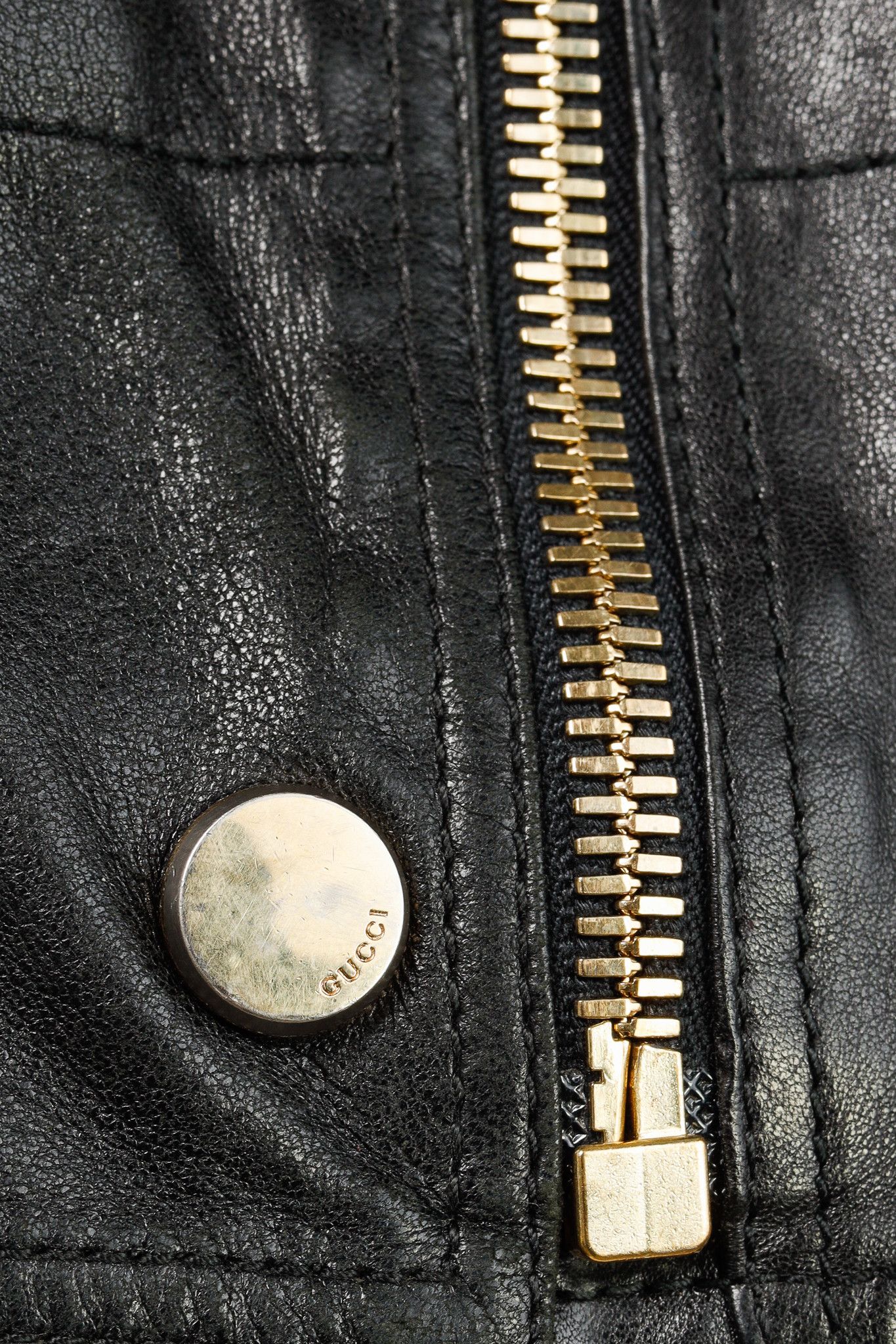 Gucci Gucci Black Leather Double-Breasted Moto Jacket Size M / US 6-8 / IT 42-44 - 9 Thumbnail