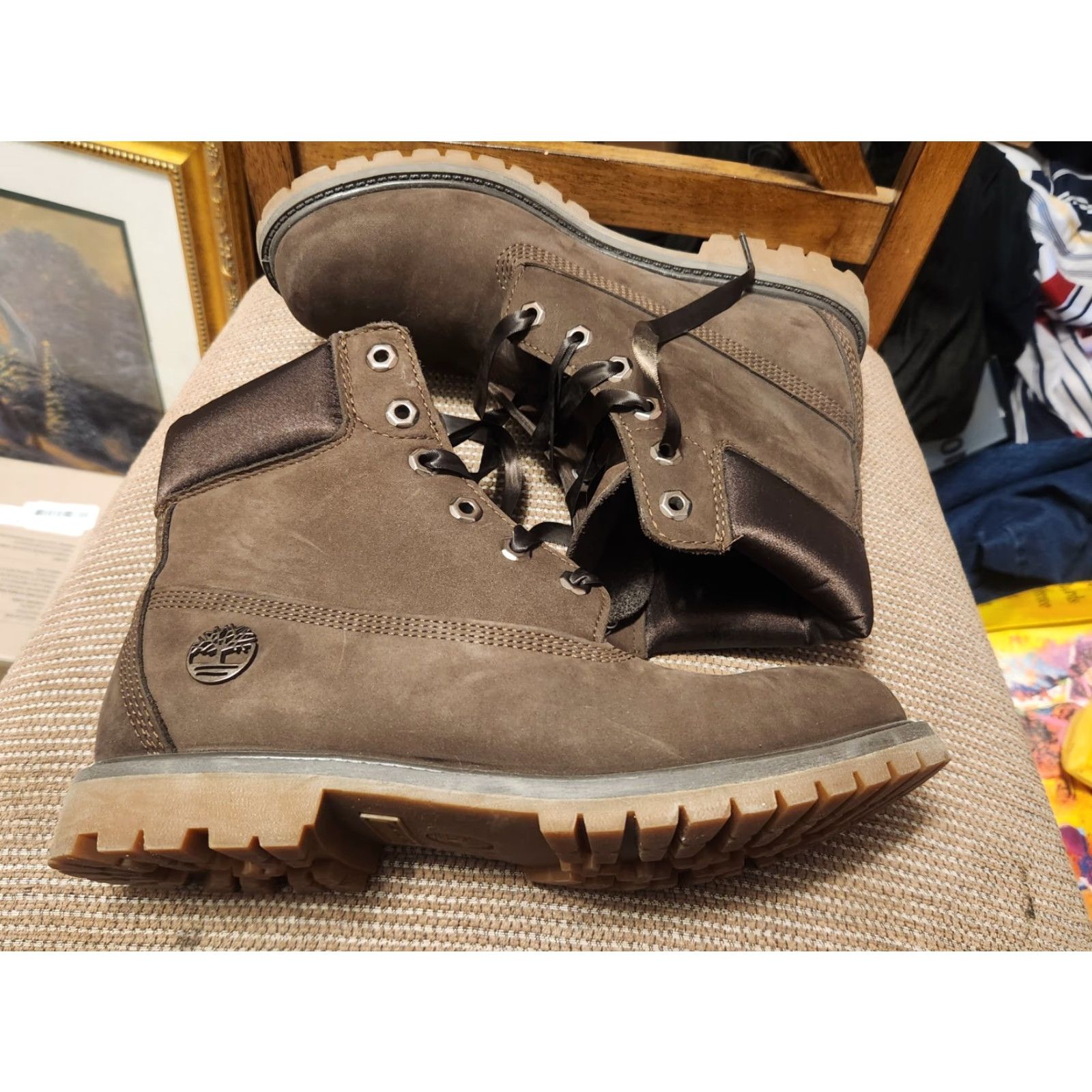 Timberland Womens Timberland Premium 6" Waterproof Boot Brown Nubuck 10 US Mens? Size US 10 / IT 40 - 2 Thumbnail