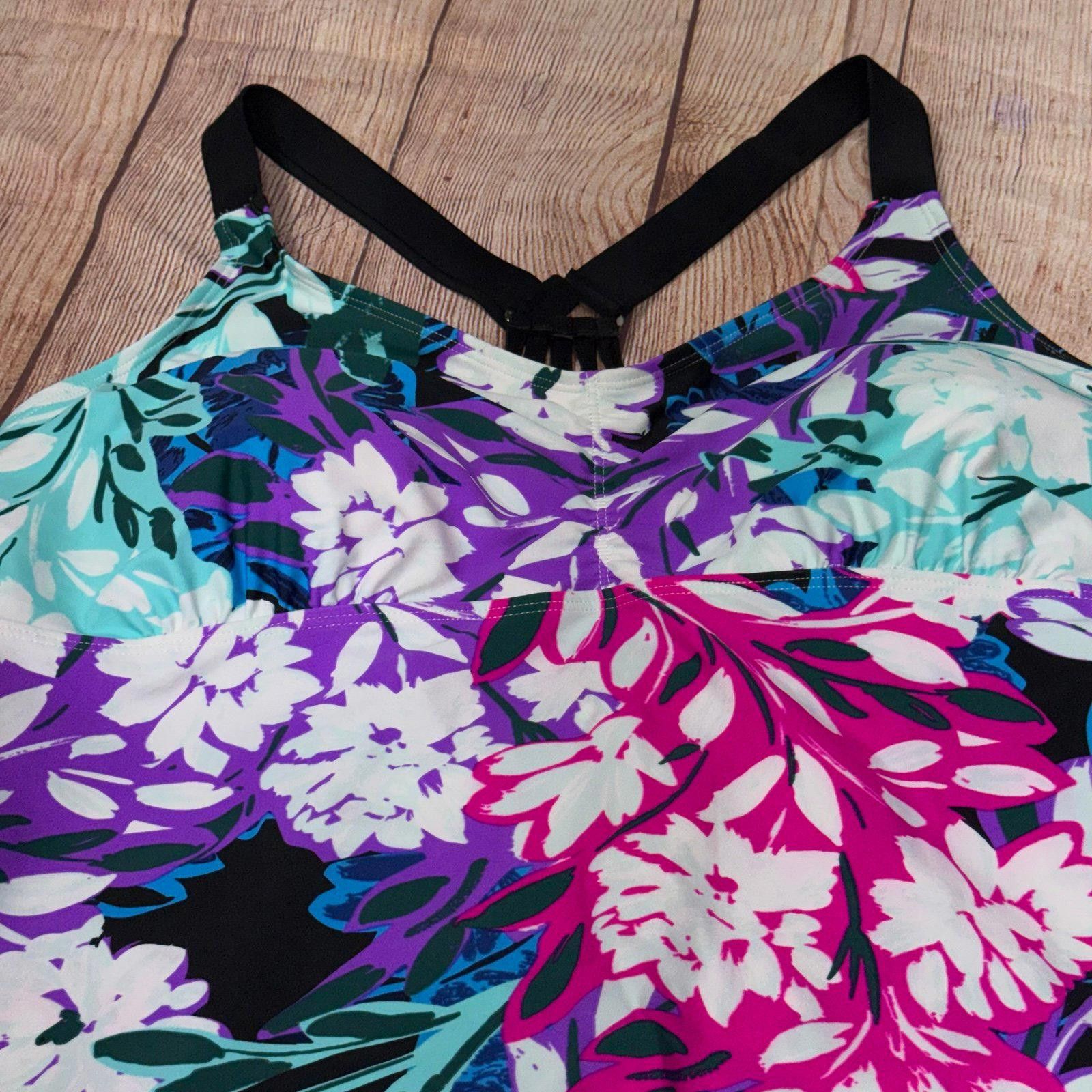 Other Floral Racerback Tankini Top Size 2X Size ONE SIZE - 3 Thumbnail