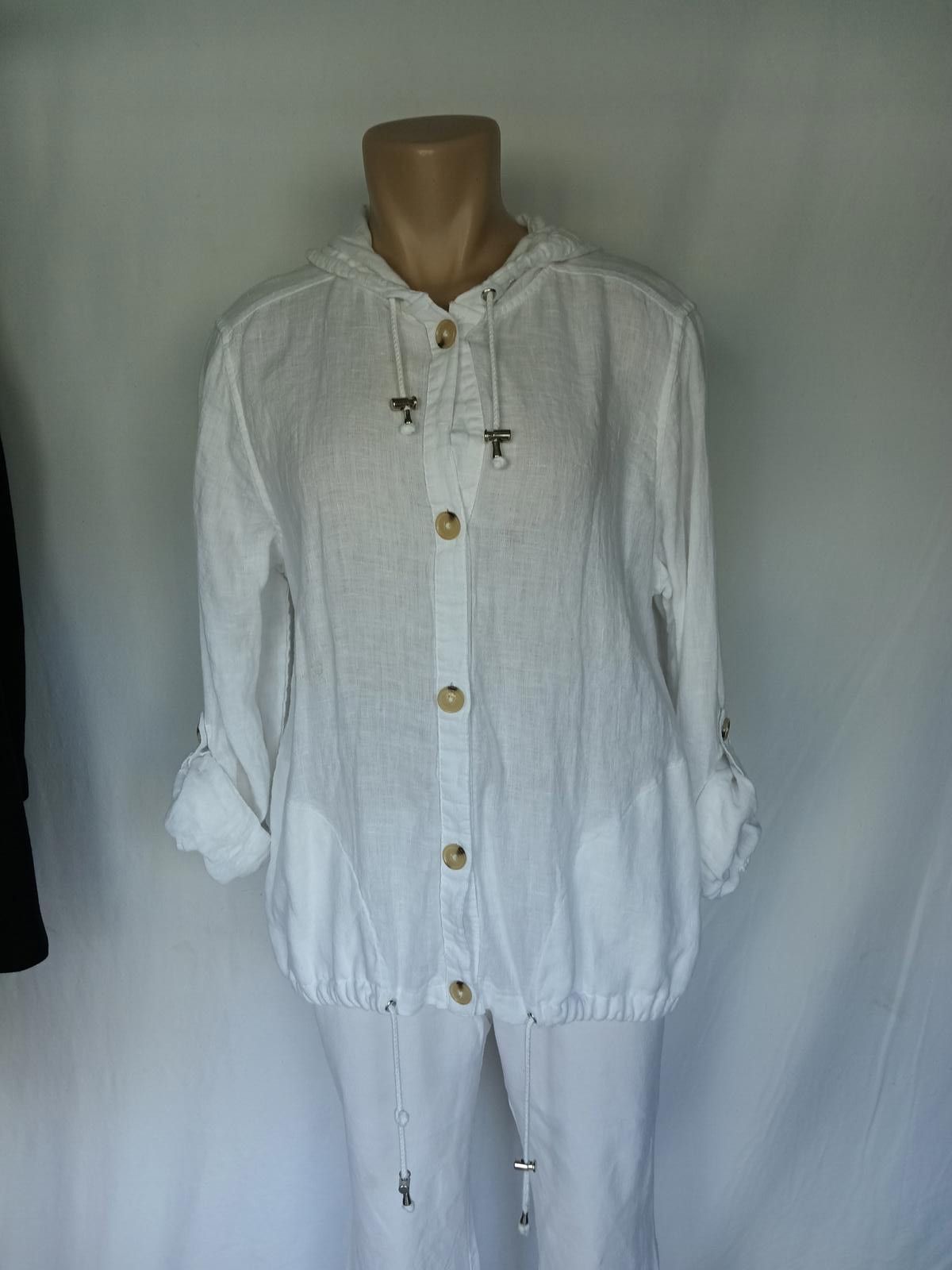 Designer Liz Claiborne Lightweight White Hooded Jacket Size L / US 10 / IT 46 - 1 Thumbnail