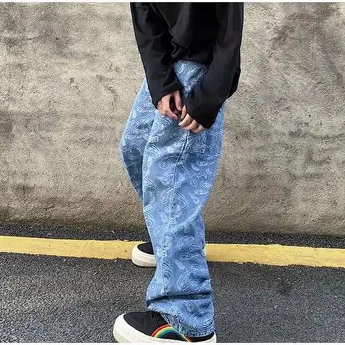 Japanese Brand × Vintage Print Cashew Flower Straight Jeans Size US 32 / EU 48 - 2 Thumbnail