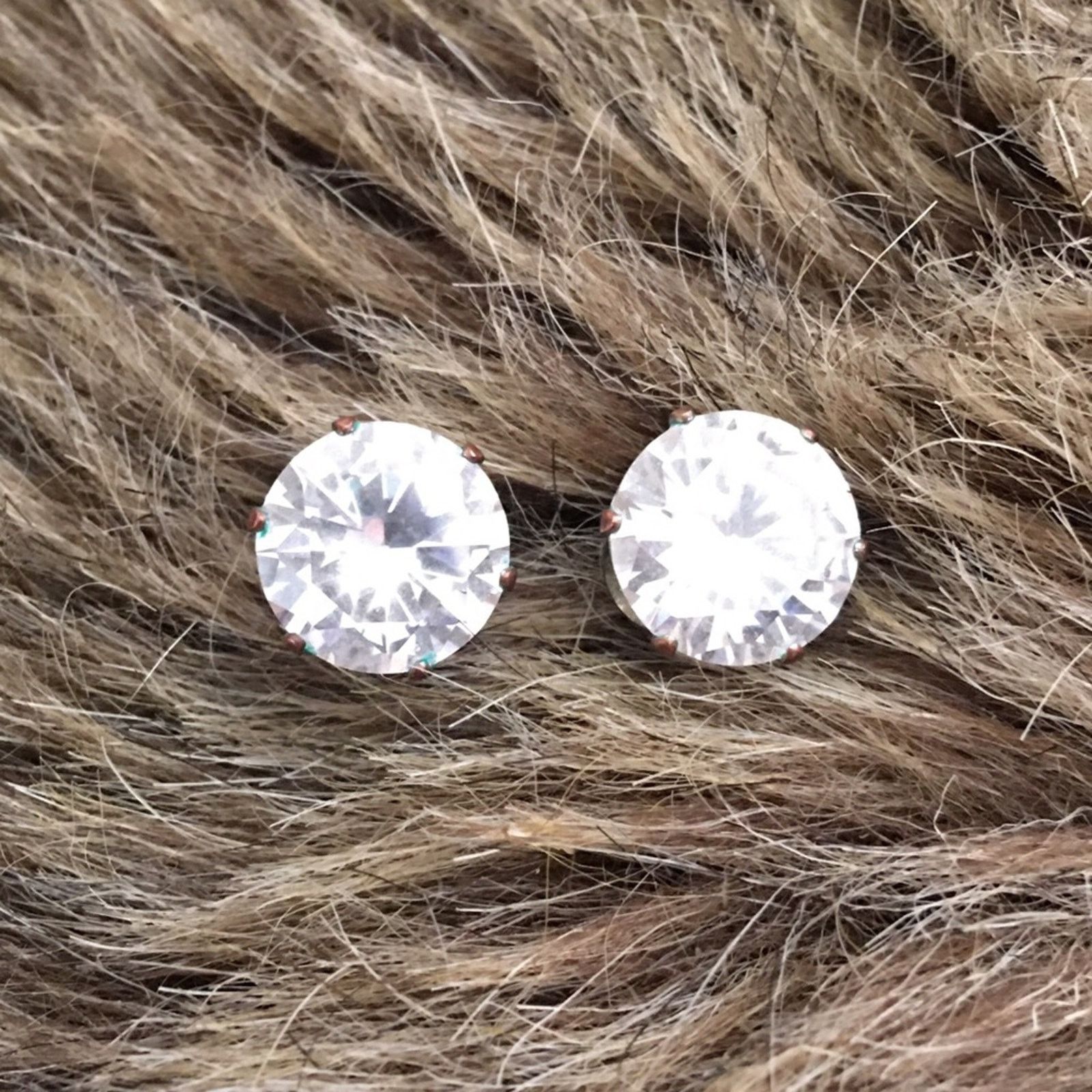 Vintage Vintage 13mm 8.51 carat cz pierced stud earrings Size ONE SIZE - 1 Thumbnail
