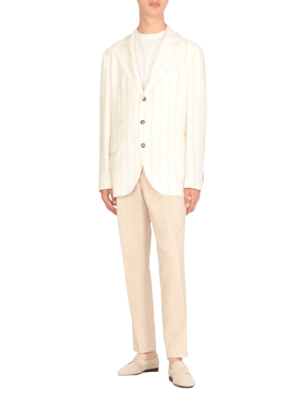 Brunello Cucinelli o1y0526 Single-breasted Blazer in Ivory Size US M / EU 48-50 / 2 - 2 Thumbnail