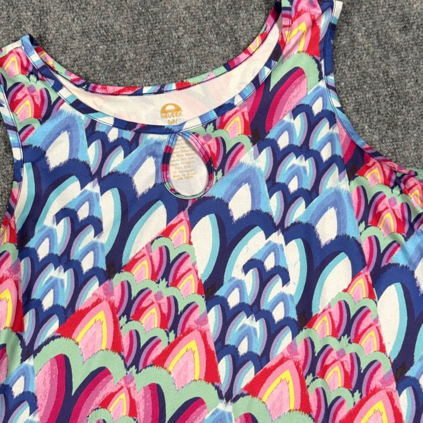 Paradise Paradise Bay Tank Dress Colorful Print Sleeveless Casual Keyhole Neck L Beach Size L / US 10 / IT 46 - 2 Thumbnail